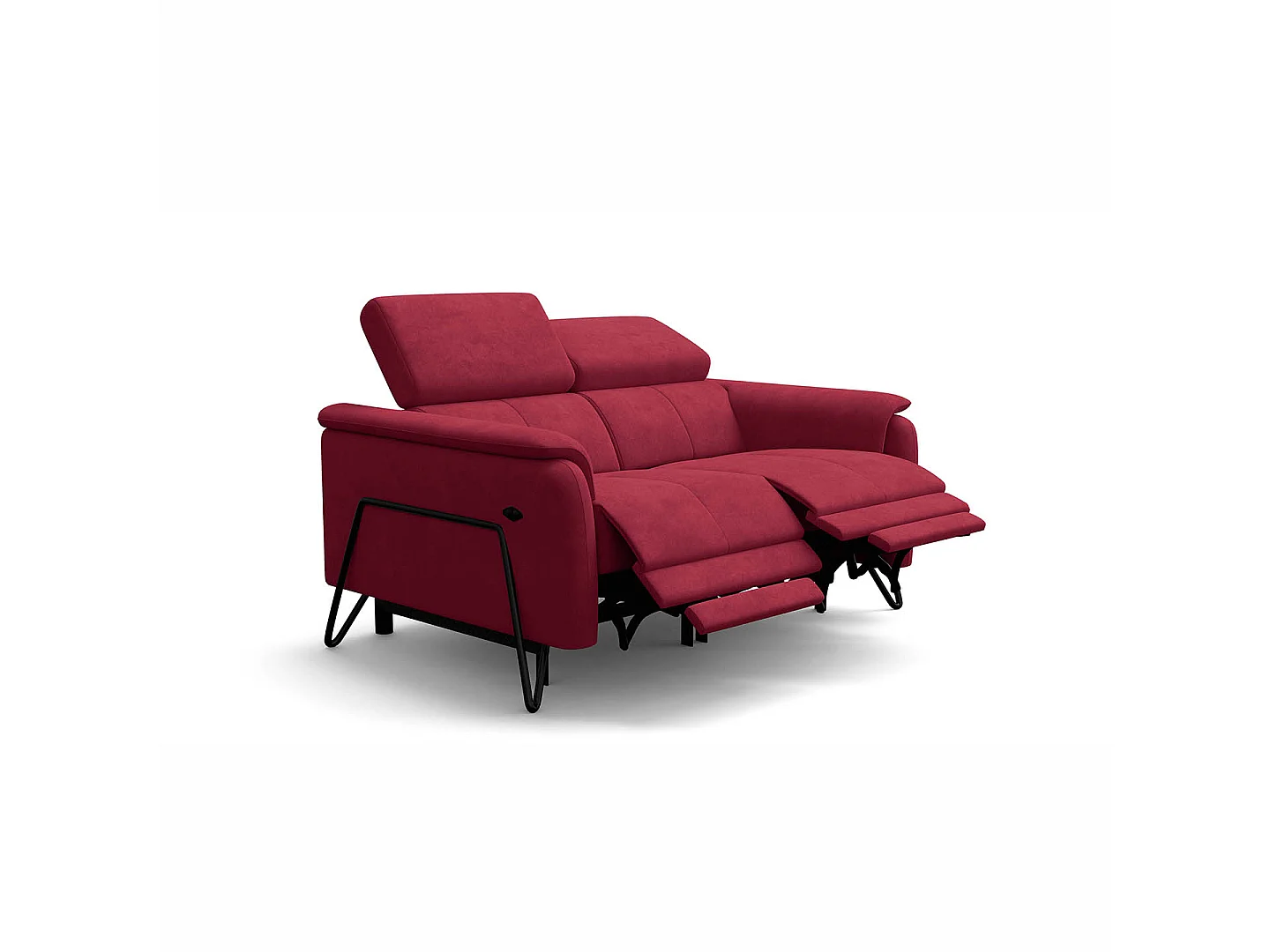 Relaxsofa 2-Sitzer RODEN, mit 2 Relax, rostrot Veloursstoff