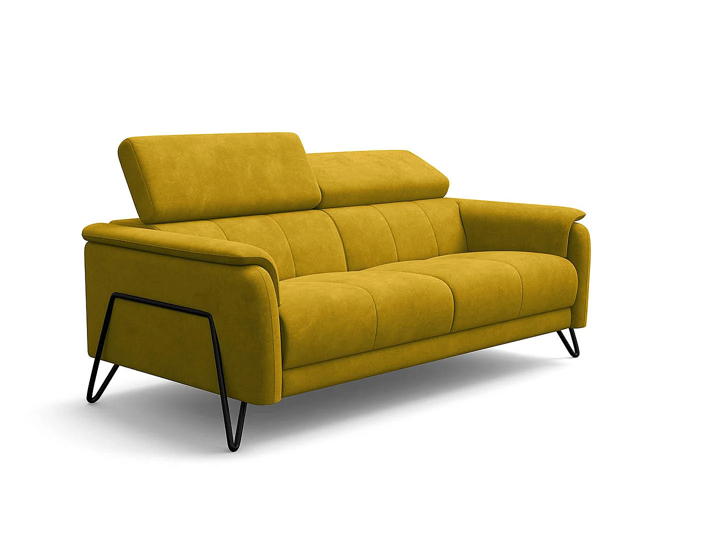 CANAPÉ RODEN 3 places, tissu velours jaune foncé
