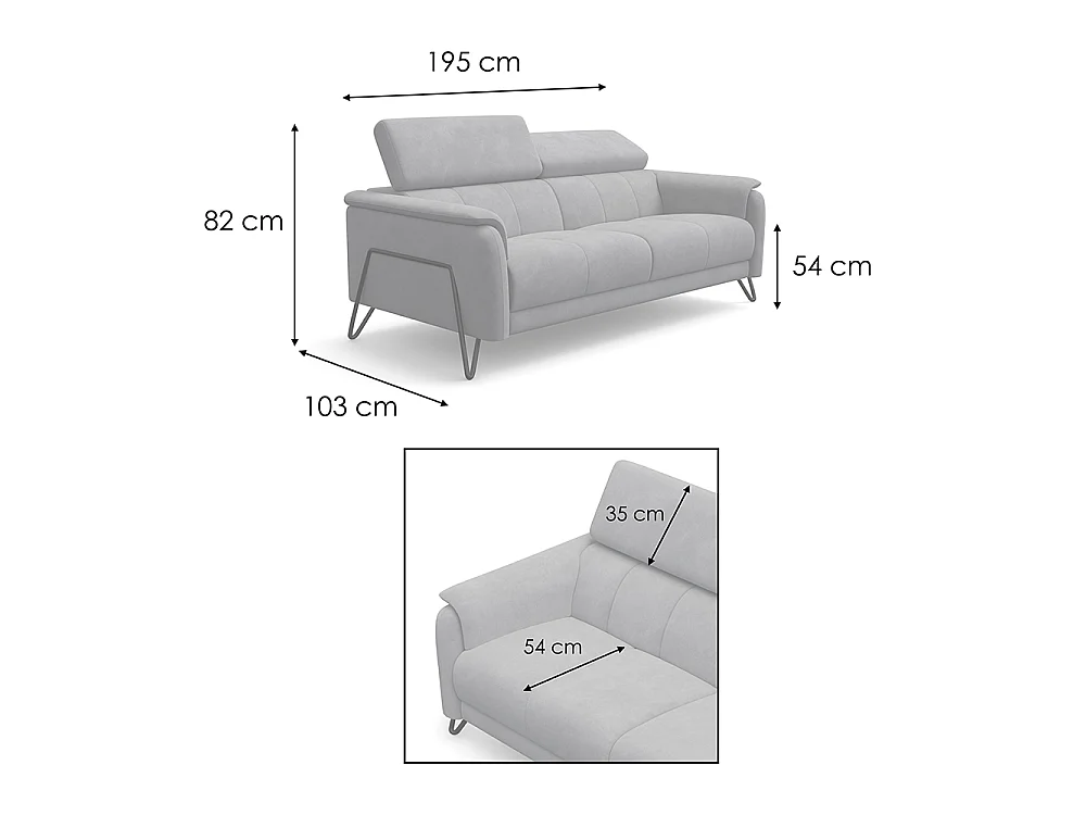CANAPÉ RODEN 3 places, tissu velours jaune foncé