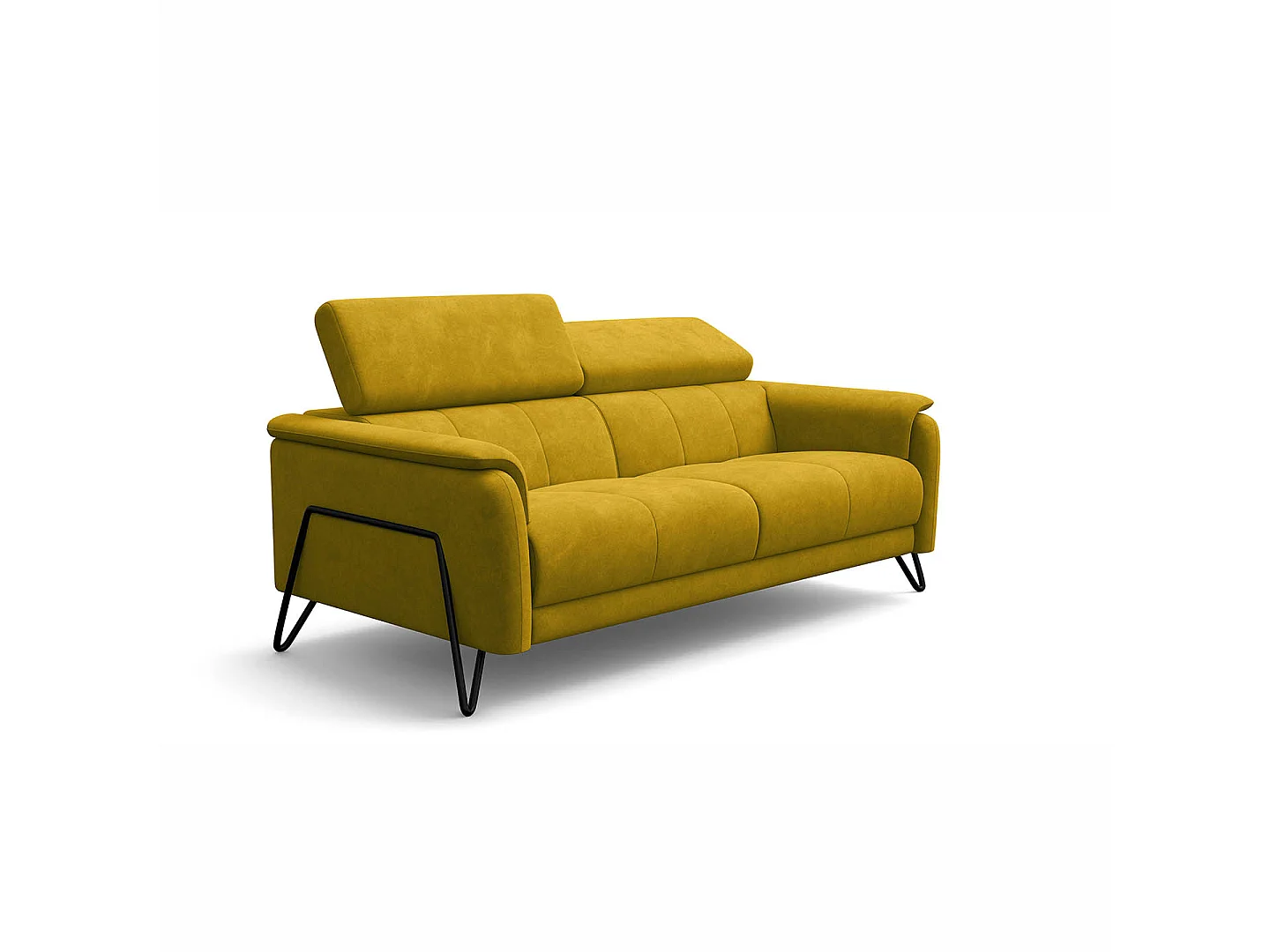 CANAPÉ RODEN 3 places, tissu velours jaune foncé