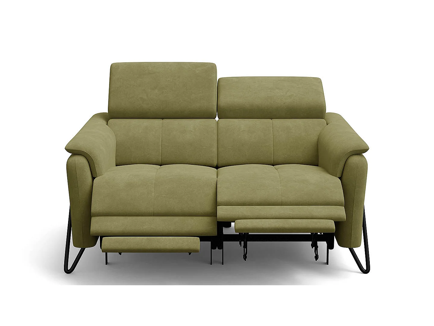 Relaxsofa 2-Sitzer RODEN, mit 2 Relax, olive Veloursstoff