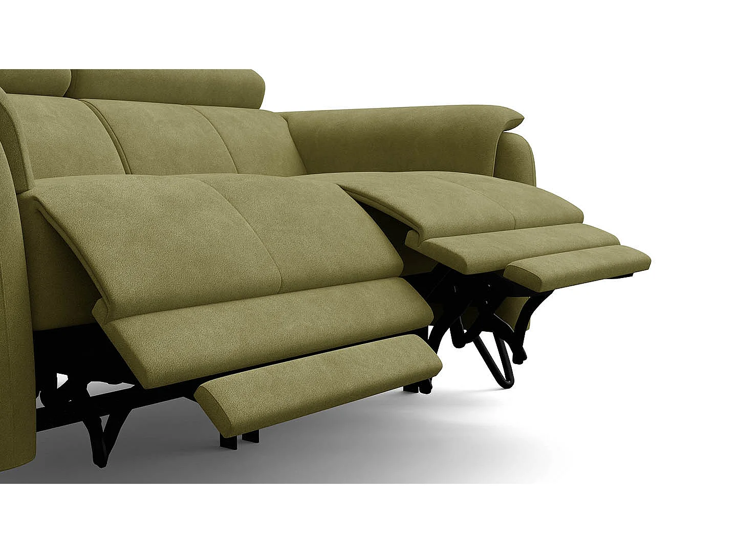 Relaxsofa 2-Sitzer RODEN, mit 2 Relax, olive Veloursstoff
