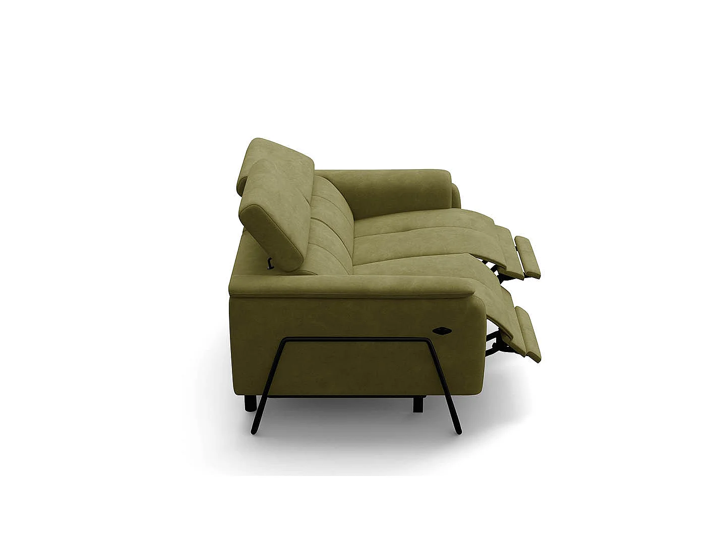 Relaxsofa 2-Sitzer RODEN, mit 2 Relax, olive Veloursstoff