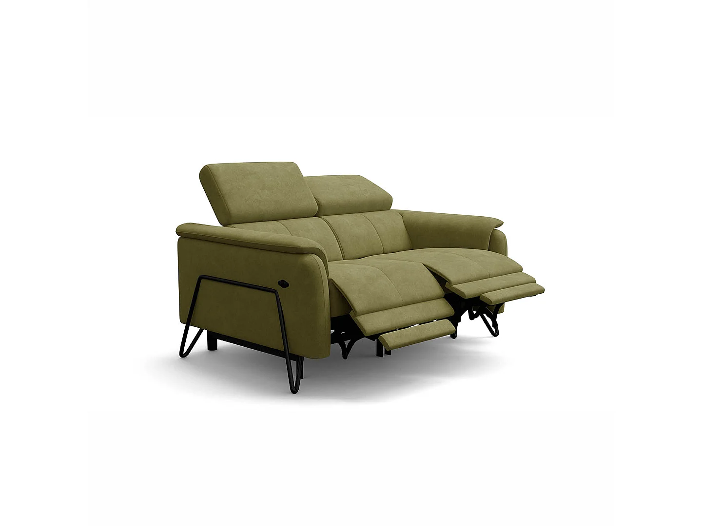 Relaxsofa 2-Sitzer RODEN, mit 2 Relax, olive Veloursstoff