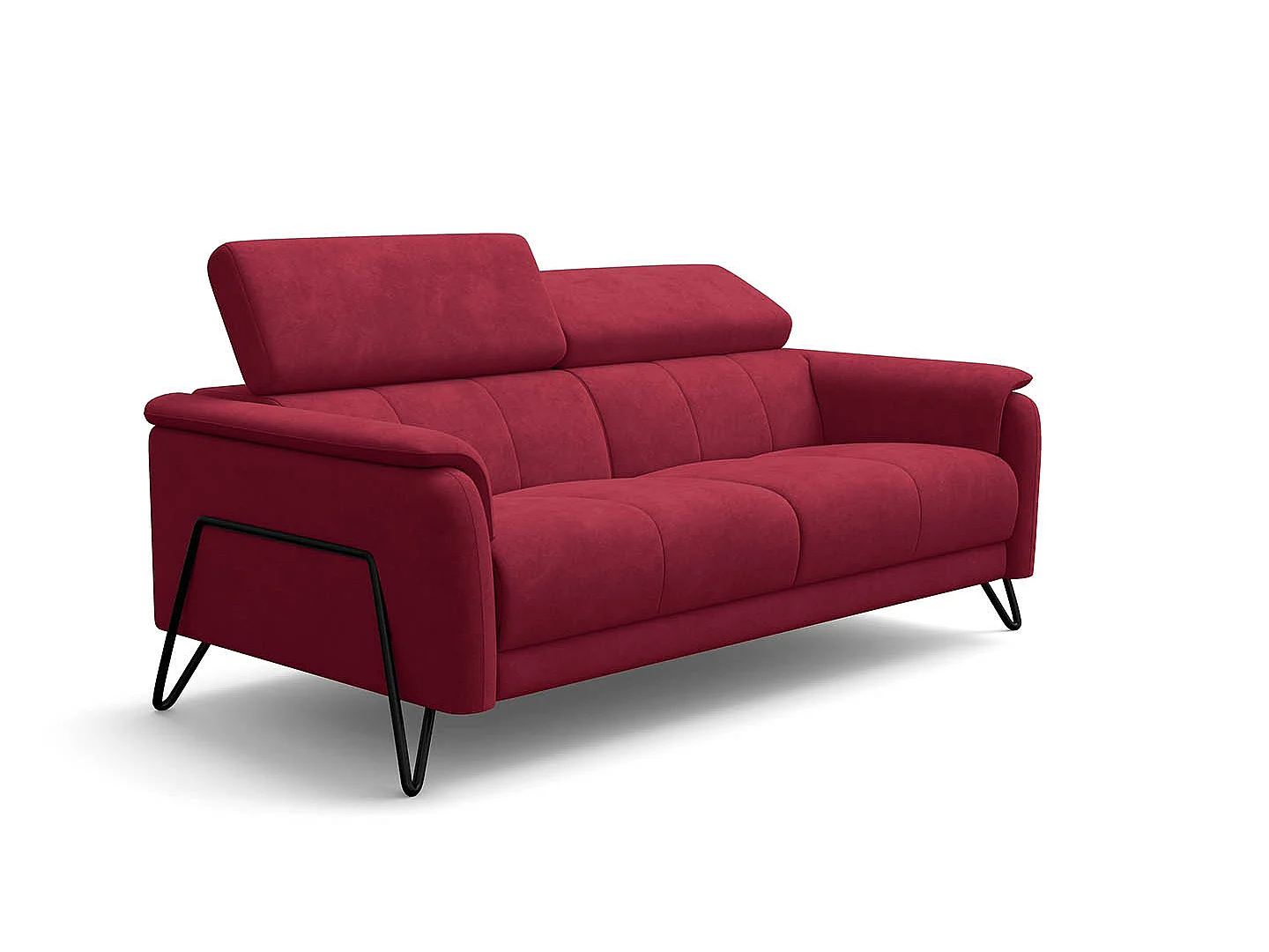 Sofa 3-Sitzer RODEN, rostrot Veloursstoff