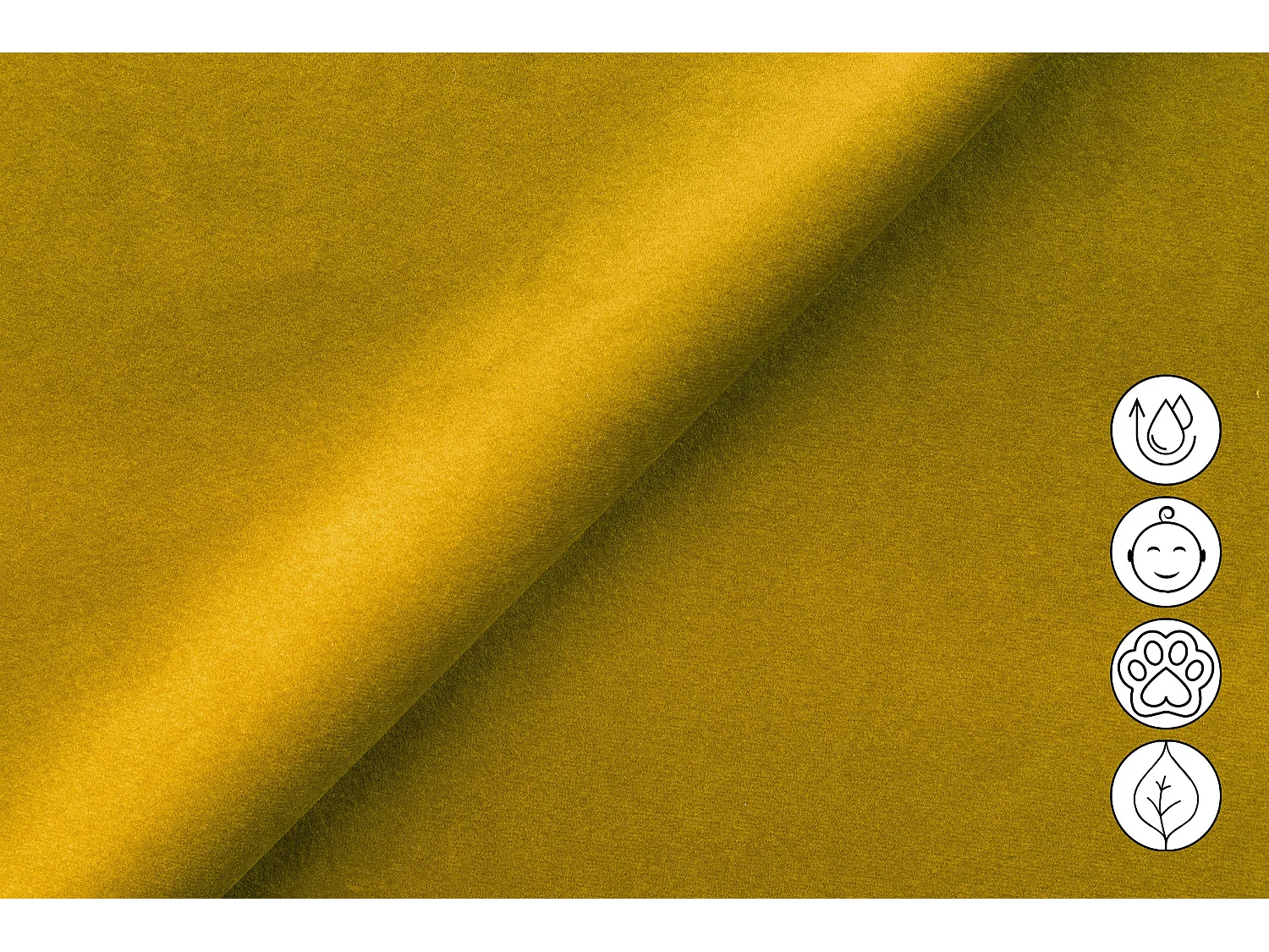 CANAPÉ RODEN 2 places avec 2 Relax, tissu velours jaune foncé