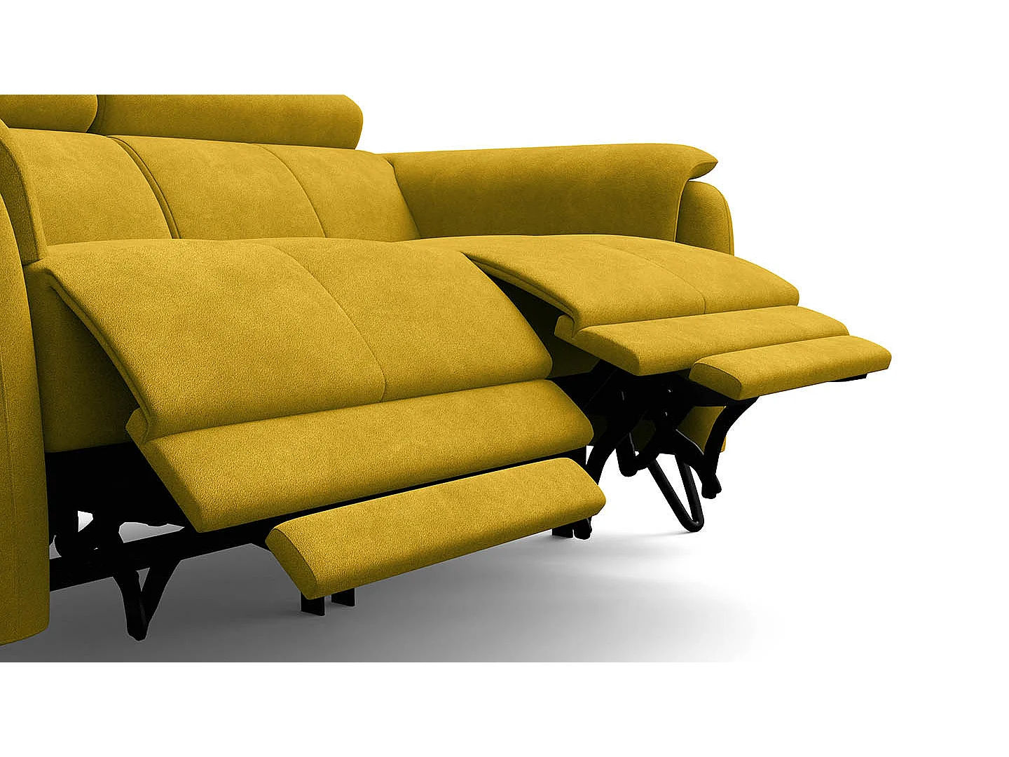 CANAPÉ RODEN 2 places avec 2 Relax, tissu velours jaune foncé