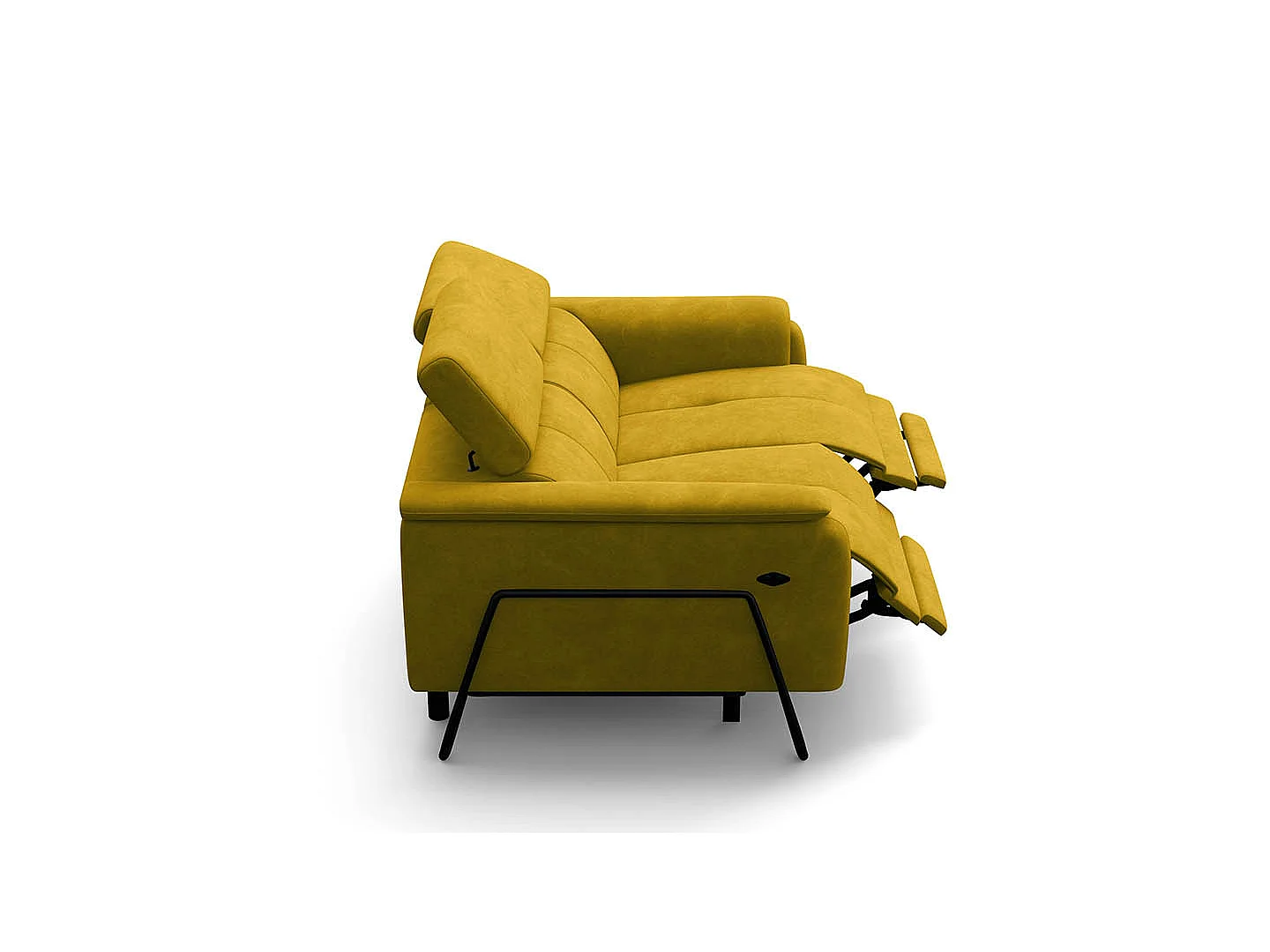 CANAPÉ RODEN 2 places avec 2 Relax, tissu velours jaune foncé