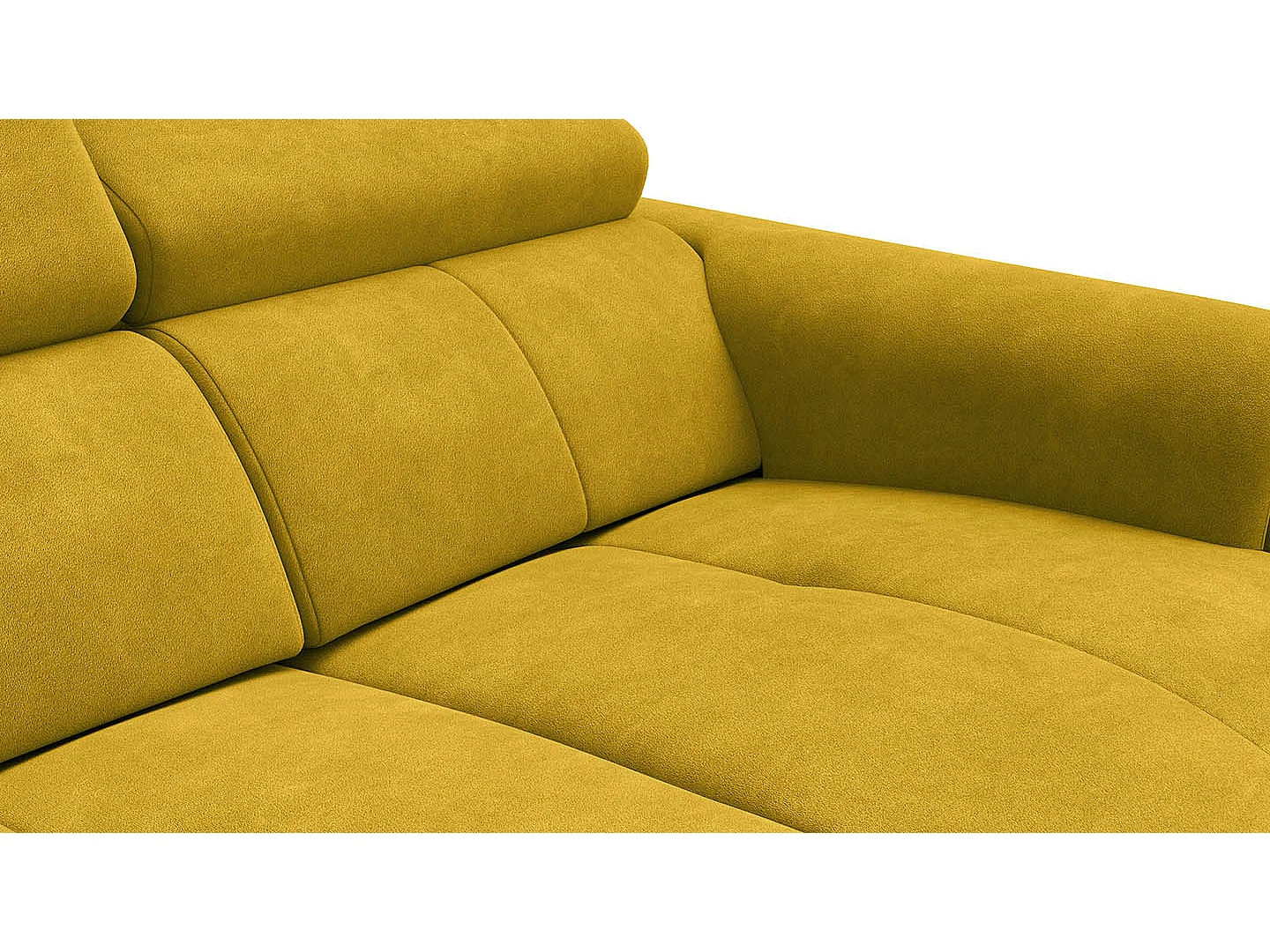 CANAPÉ RODEN 2 places avec 2 Relax, tissu velours jaune foncé