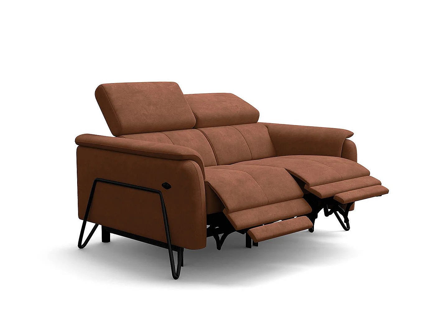 CANAPÉ RODEN 2 places avec 2 Relax, tissu velours marron