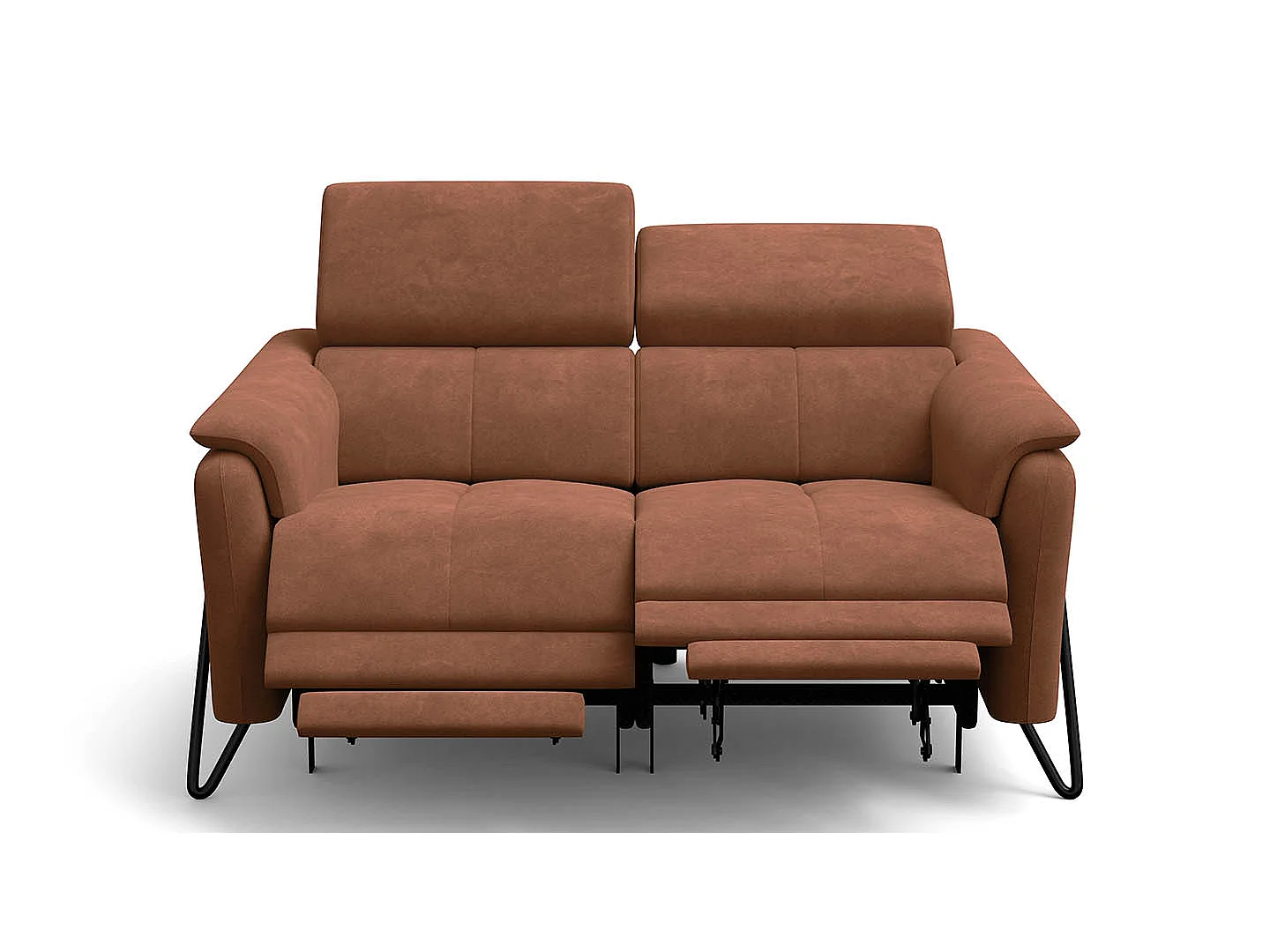 CANAPÉ RODEN 2 places avec 2 Relax, tissu velours marron