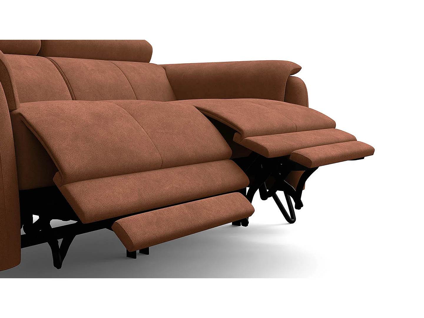 CANAPÉ RODEN 2 places avec 2 Relax, tissu velours marron
