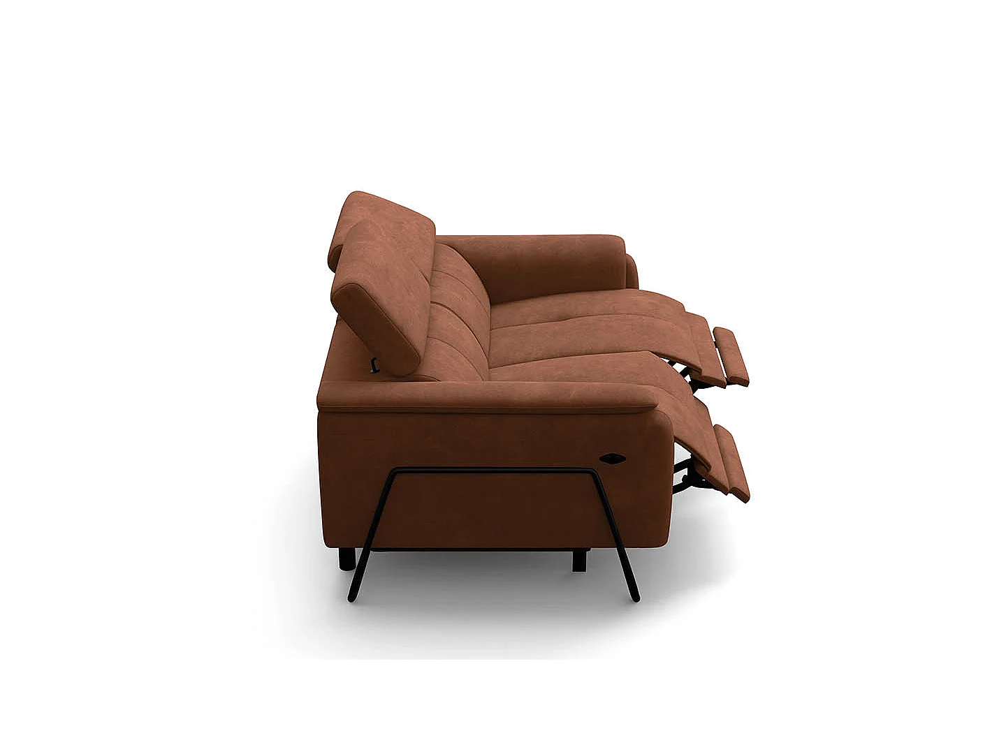 CANAPÉ RODEN 2 places avec 2 Relax, tissu velours marron