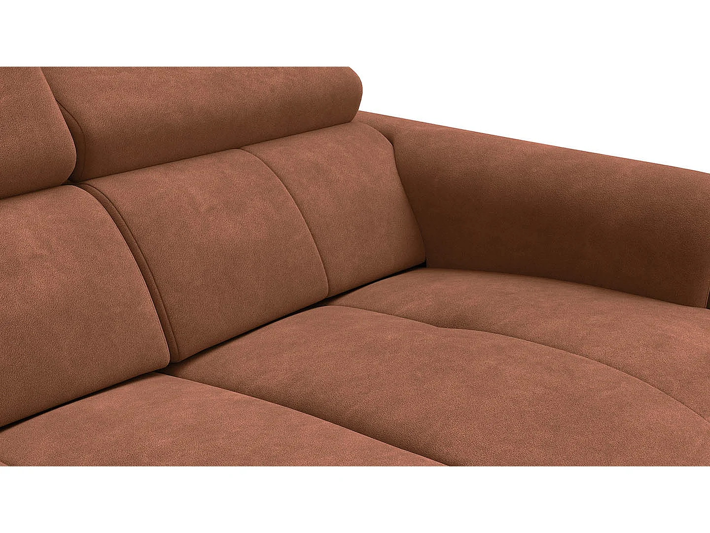 CANAPÉ RODEN 2 places avec 2 Relax, tissu velours marron