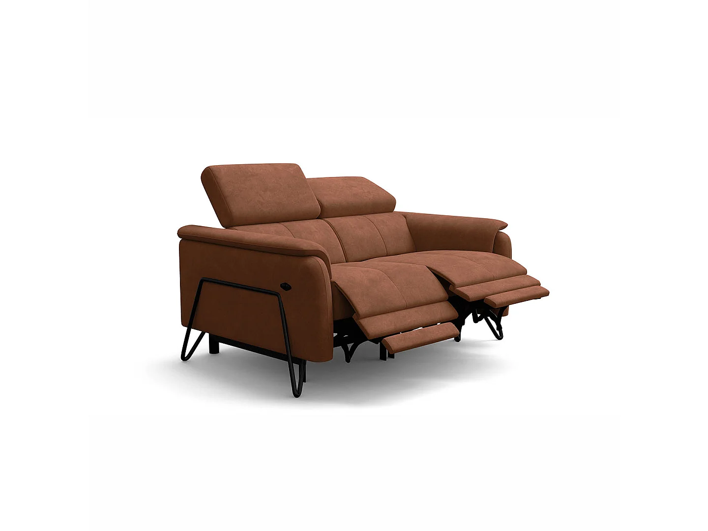 CANAPÉ RODEN 2 places avec 2 Relax, tissu velours marron