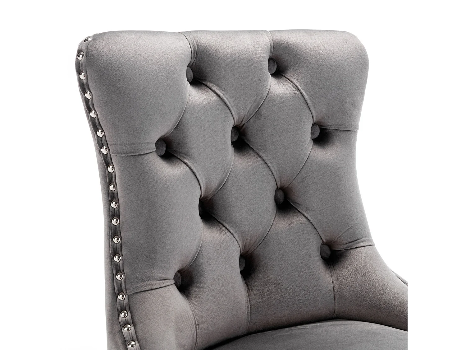 Lot de 2 tabourets de bar en velours avec capitonnage, piètement chromé et repose pieds