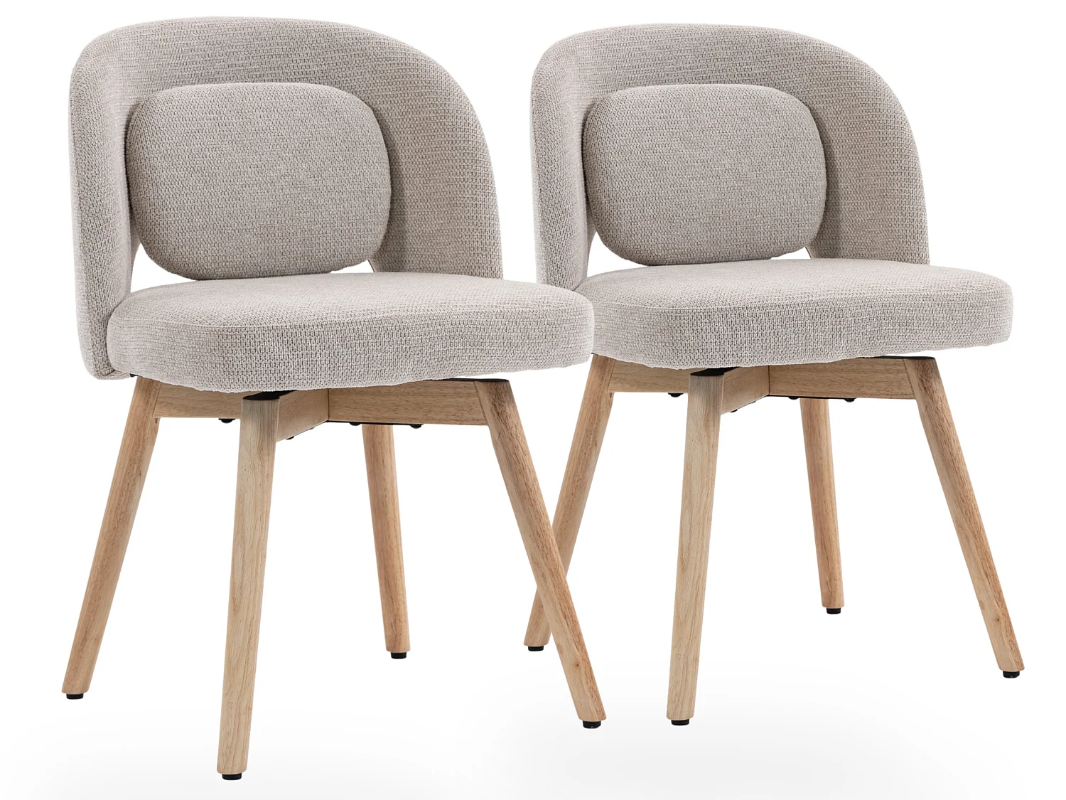 Esszimmerstühle 2er Set, 360° drehbar, Chenille und Holzbeine