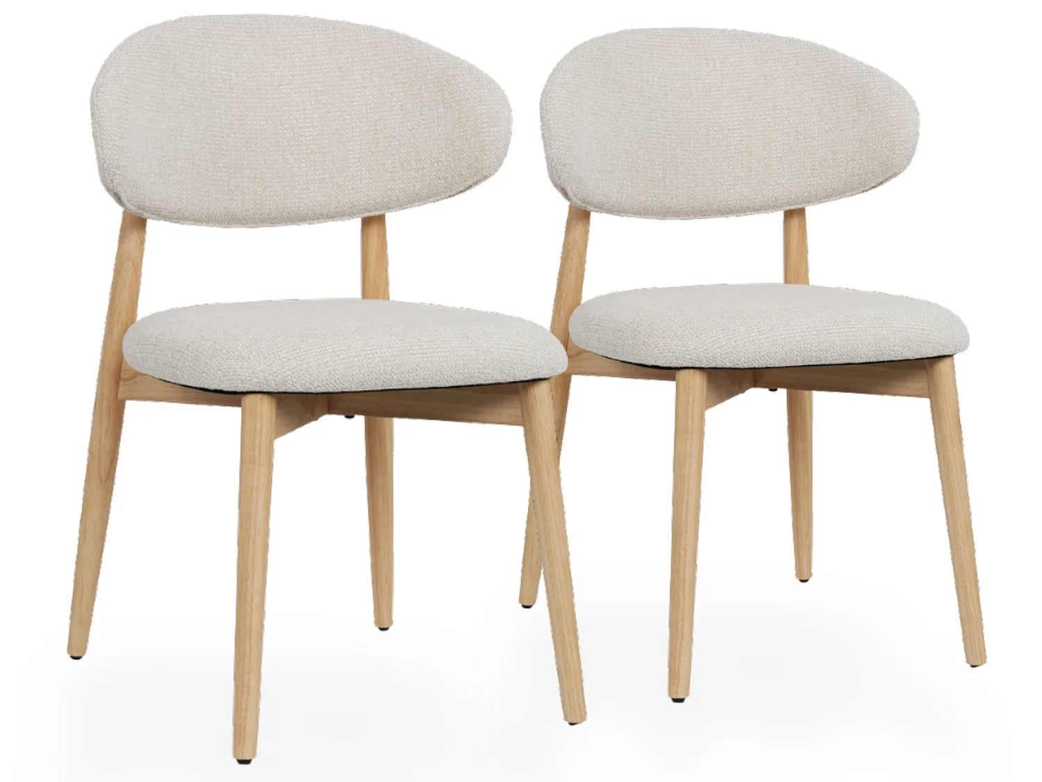 Set van 2 eetkamerstoelen van rubberhout met gestoffeerde rugleuning en verstelbare voeten