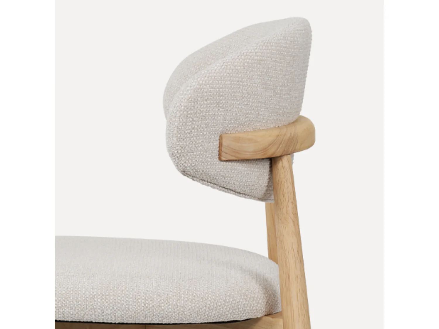 Set van 2 eetkamerstoelen van rubberhout met gestoffeerde rugleuning en verstelbare voeten