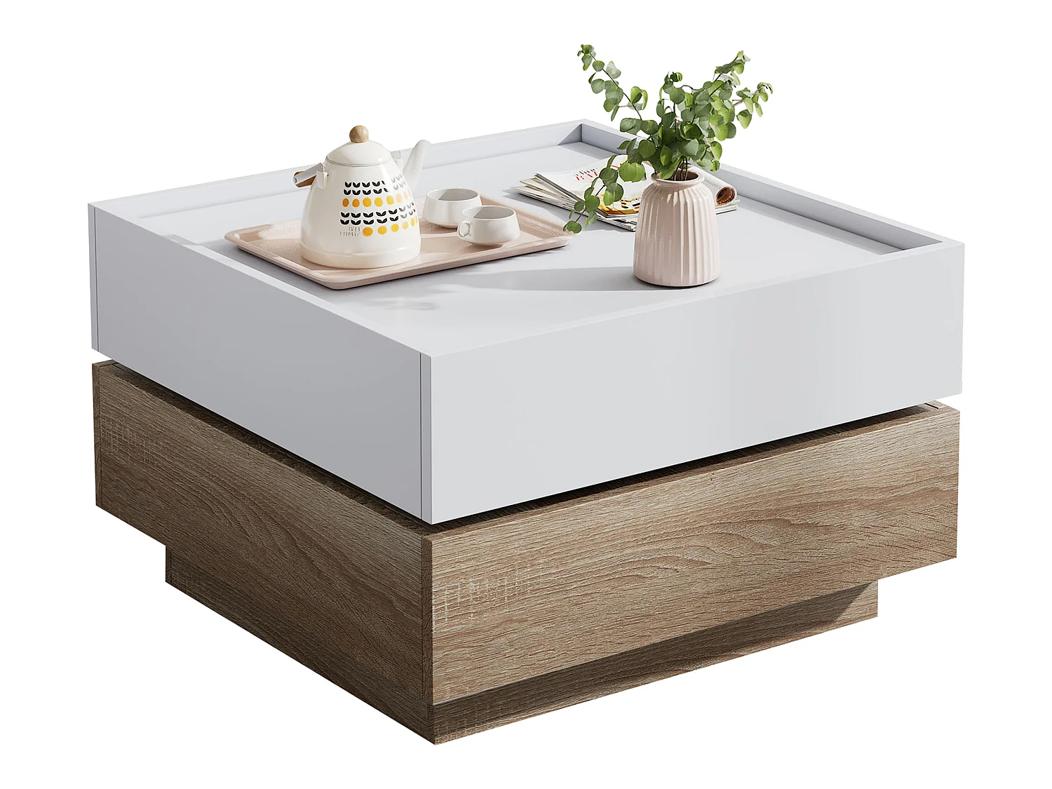 360° draaibare salontafel met twee laden