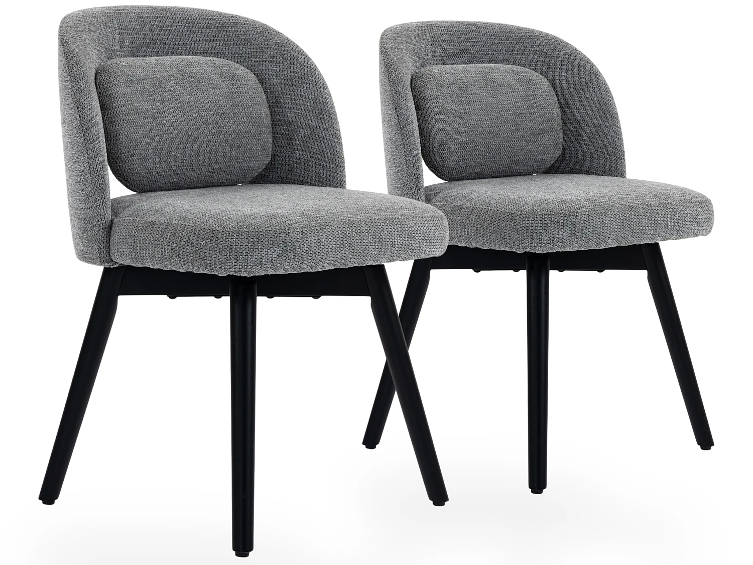 Lot de 2 chaises de salle à manger pivotantes à 360°, chenille et pieds en bois