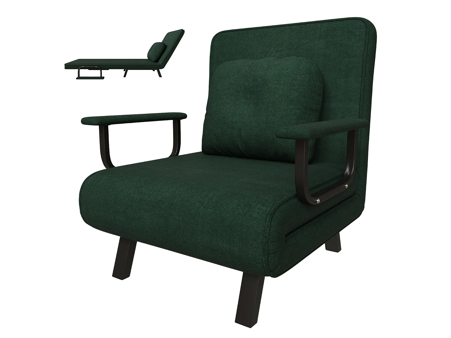 Fauteuil relax en chenille avec dossier réglable sur 5 positions et fonction couchage