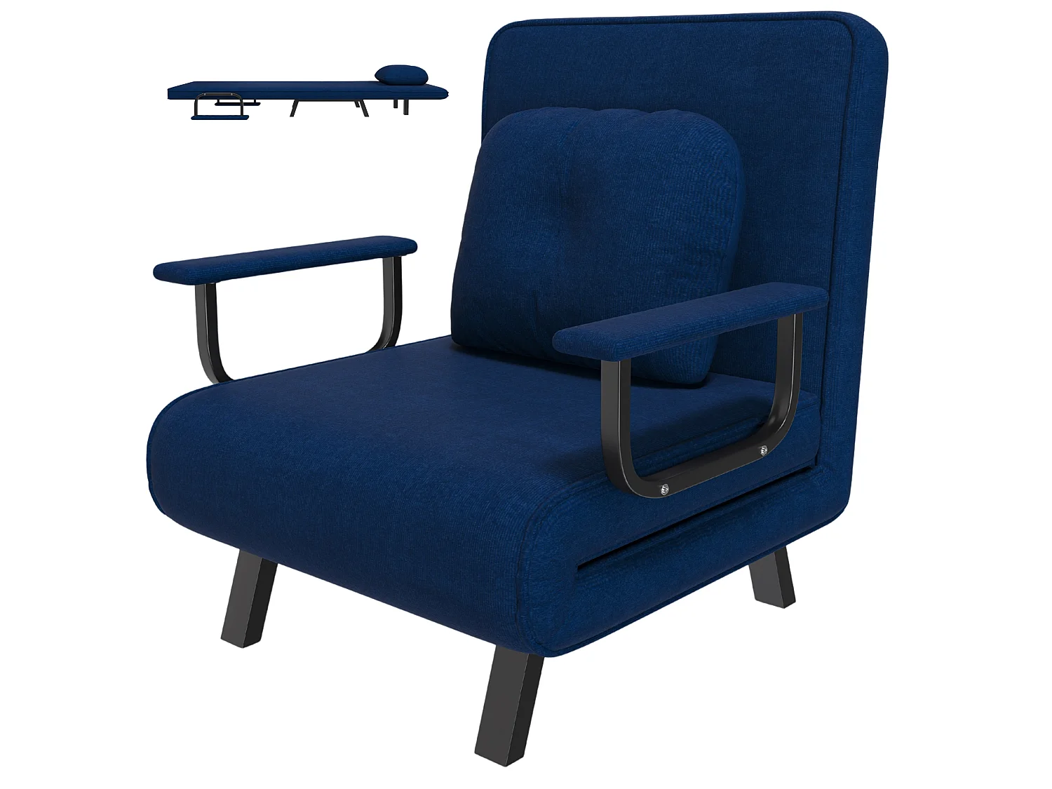 Chenille relaxfauteuil met rugleuning in 5 standen en ligfunctie