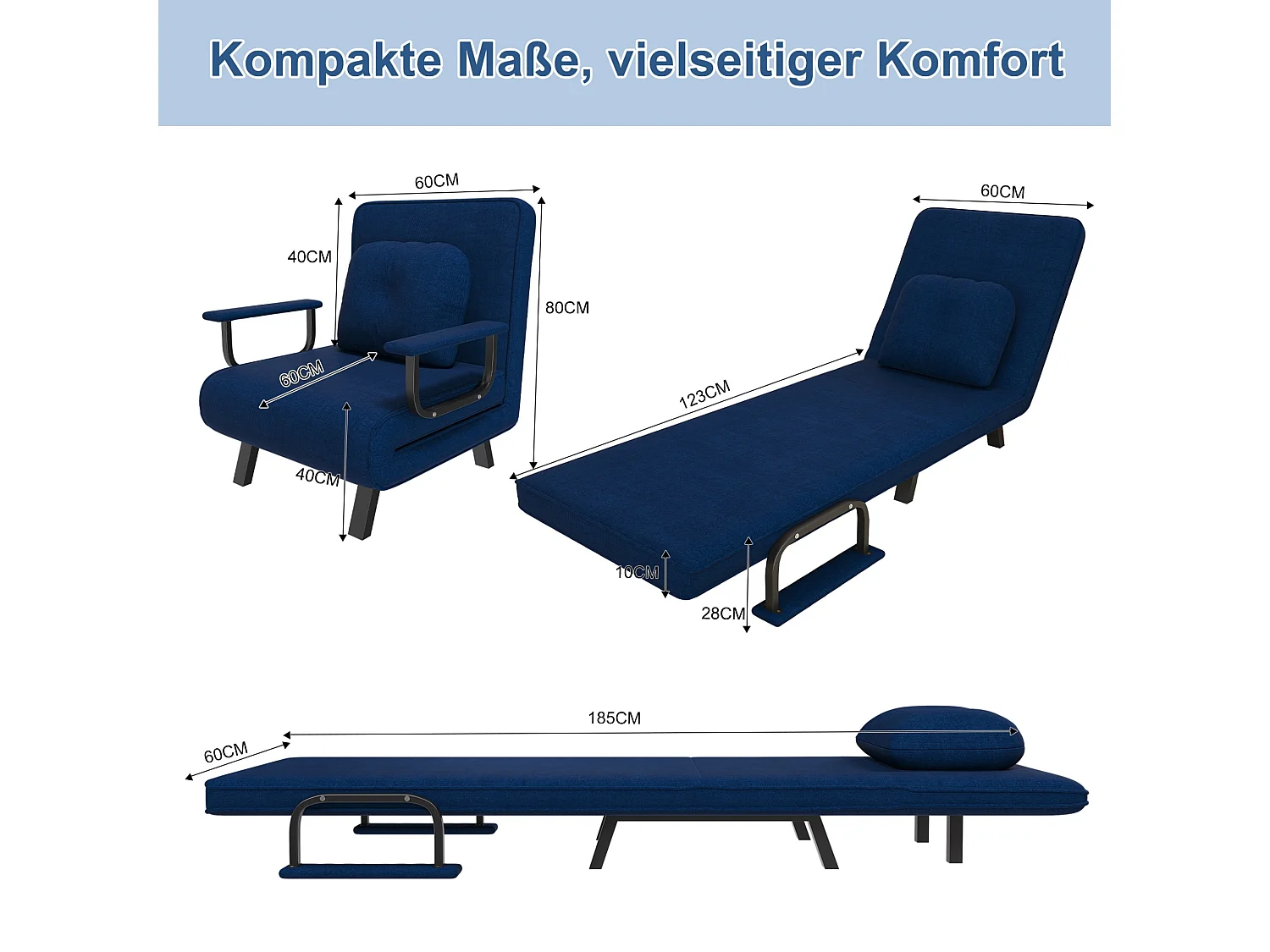 Chenille relaxfauteuil met rugleuning in 5 standen en ligfunctie