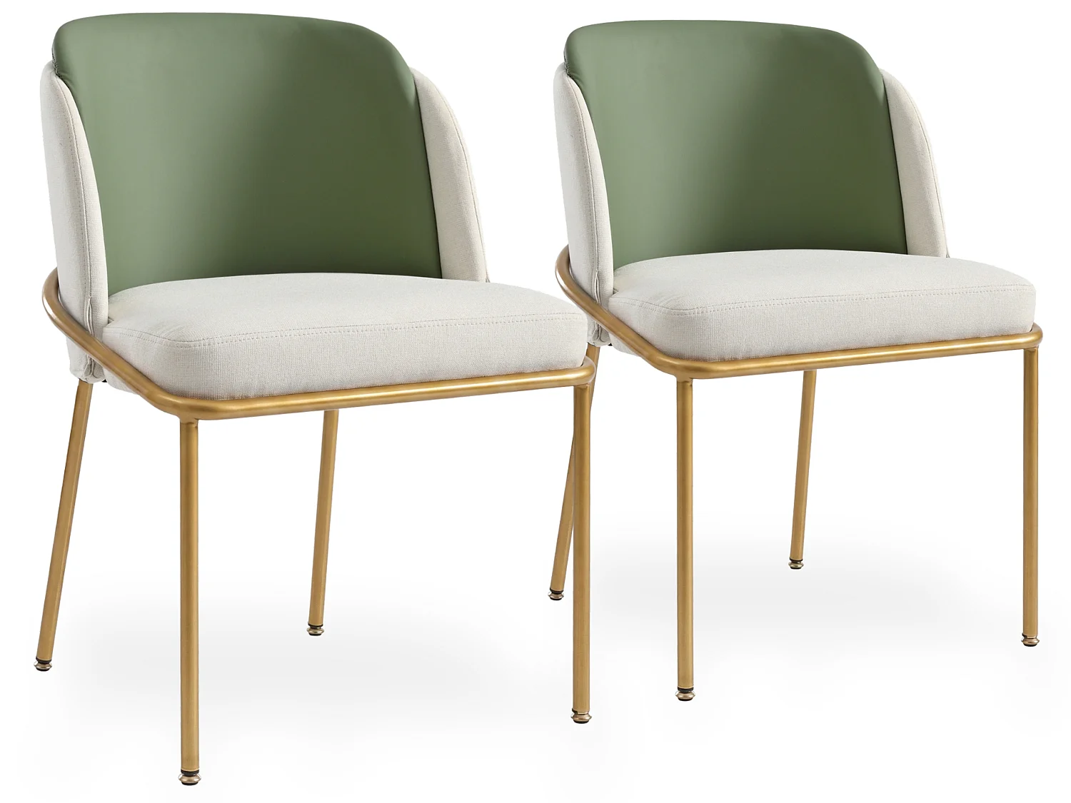 Lot de 2 chaises de salle à manger avec assise en lin et dossier en similicuir