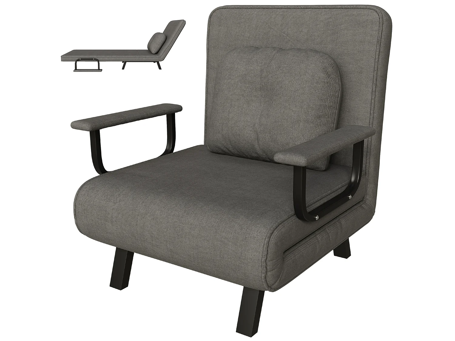 Chenille relaxfauteuil met rugleuning in 5 standen en ligfunctie