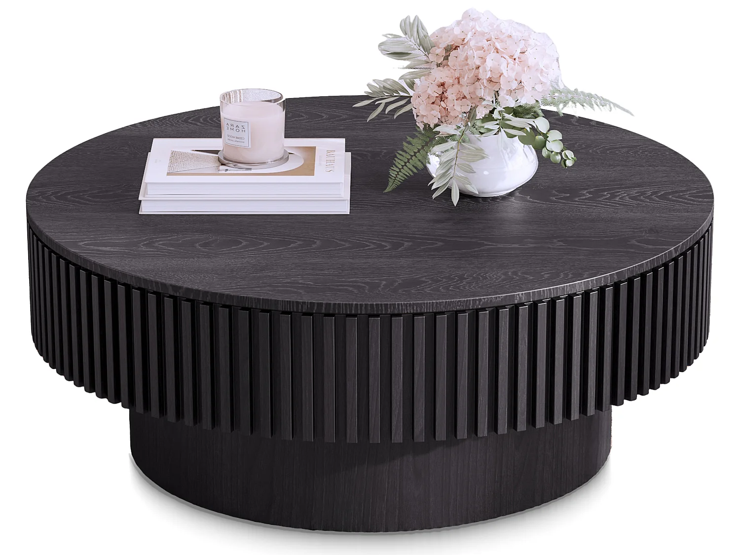 Table basse ronde en forme de champignon avec rangement caché et couvercle amovible
