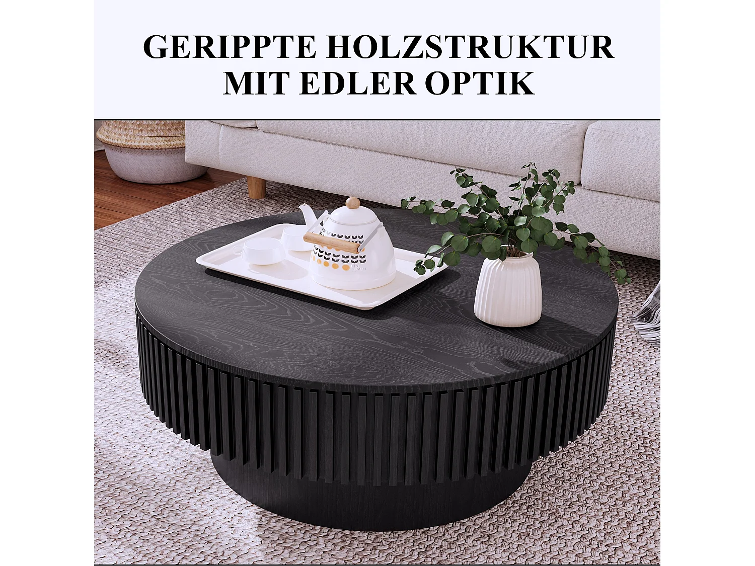 Table basse ronde en forme de champignon avec rangement caché et couvercle amovible