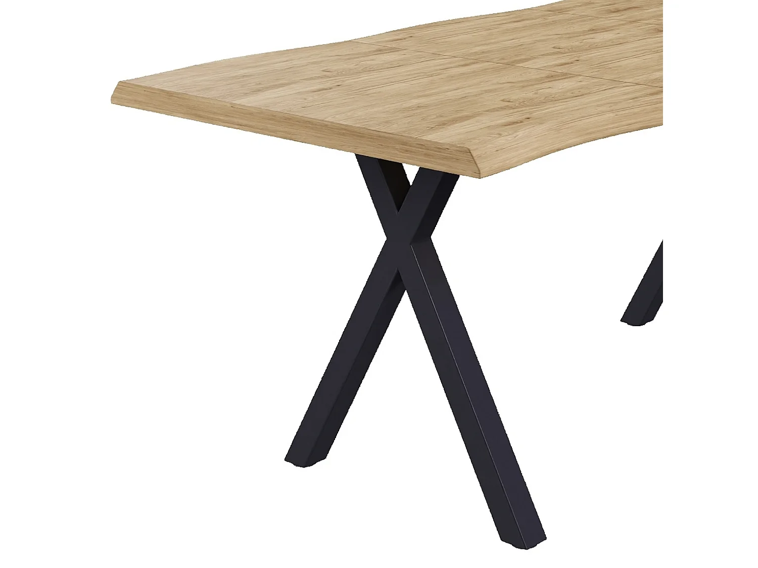 160 cm Esstisch mit Wellenkante und X förmigen Metallbeinen für 4 6 Personen