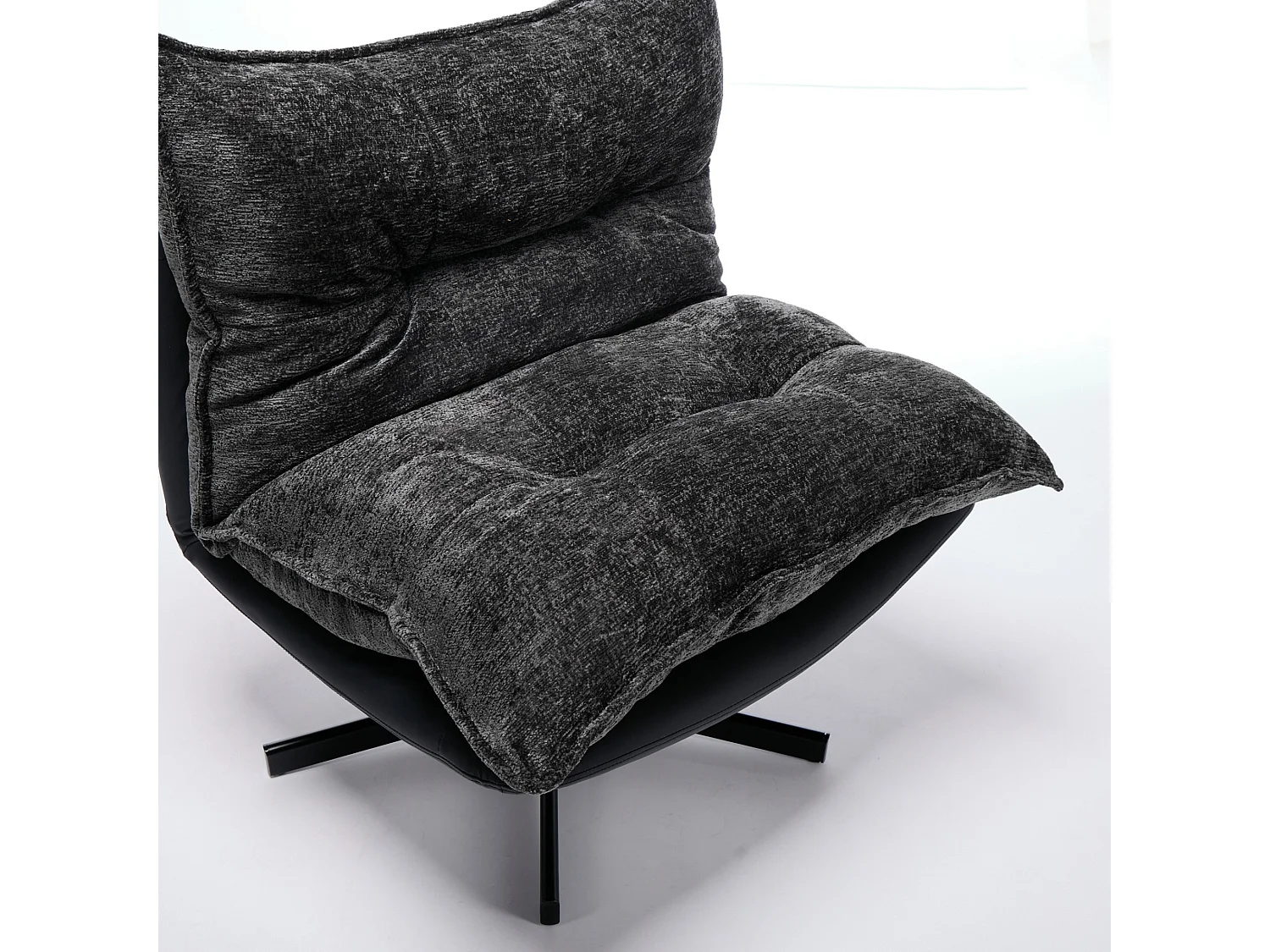 360° draaibare fauteuil van chenille met rugleuning in 3 standen