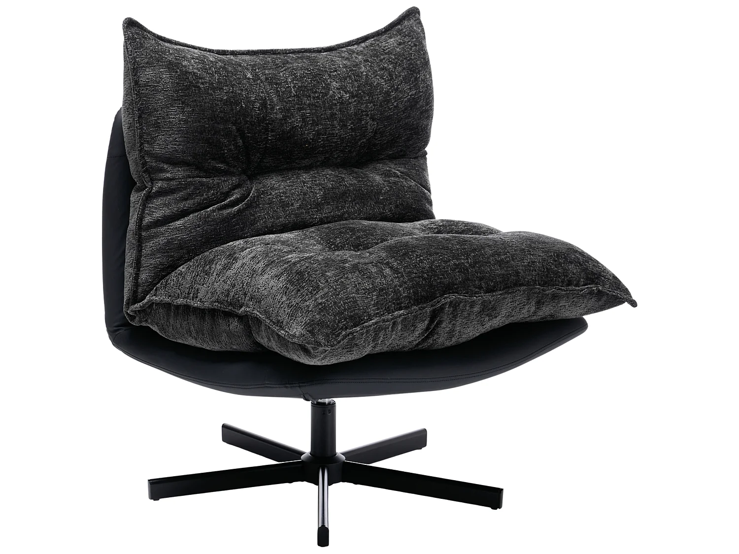 360° draaibare fauteuil van chenille met rugleuning in 3 standen
