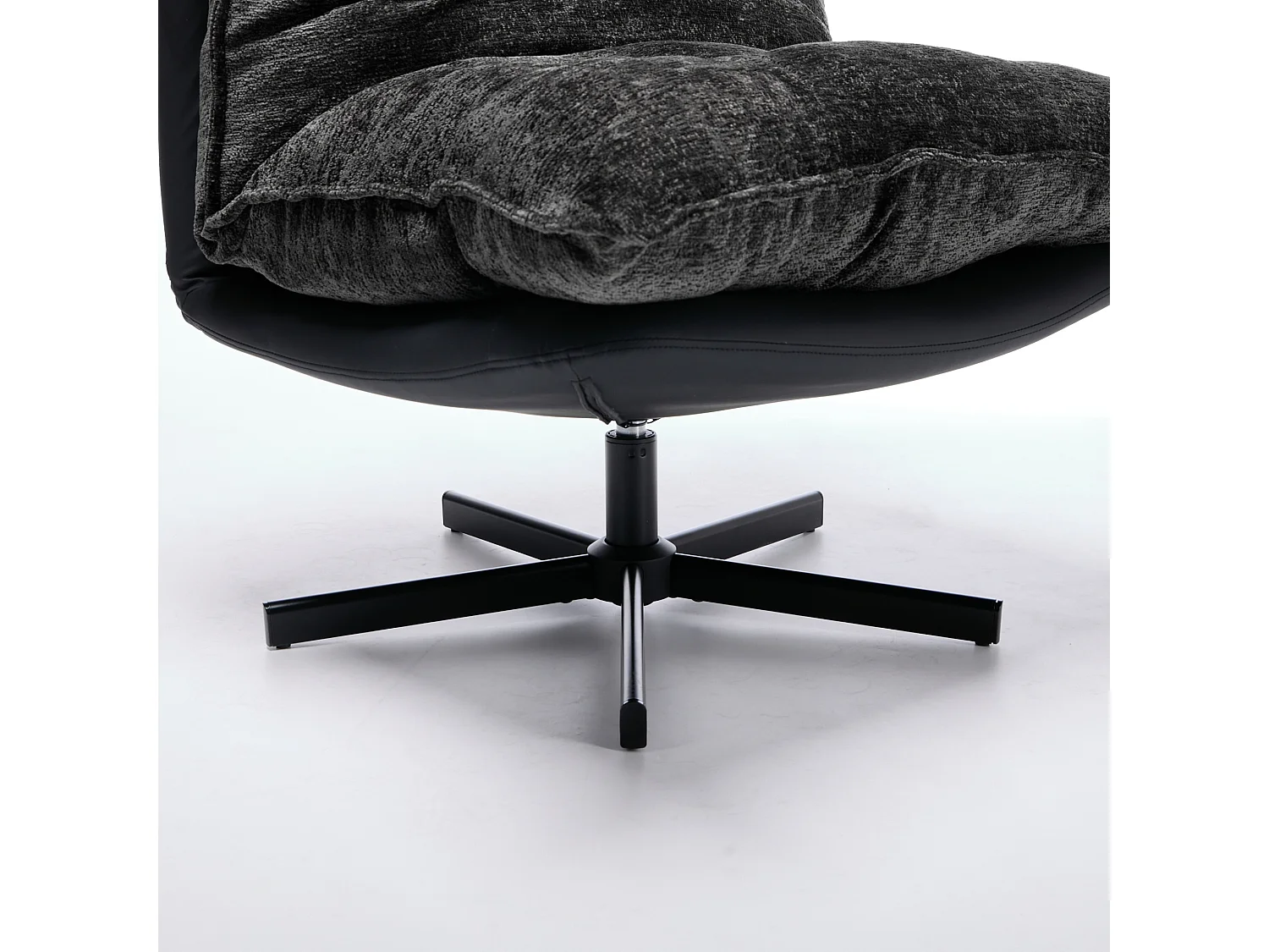 360° draaibare fauteuil van chenille met rugleuning in 3 standen