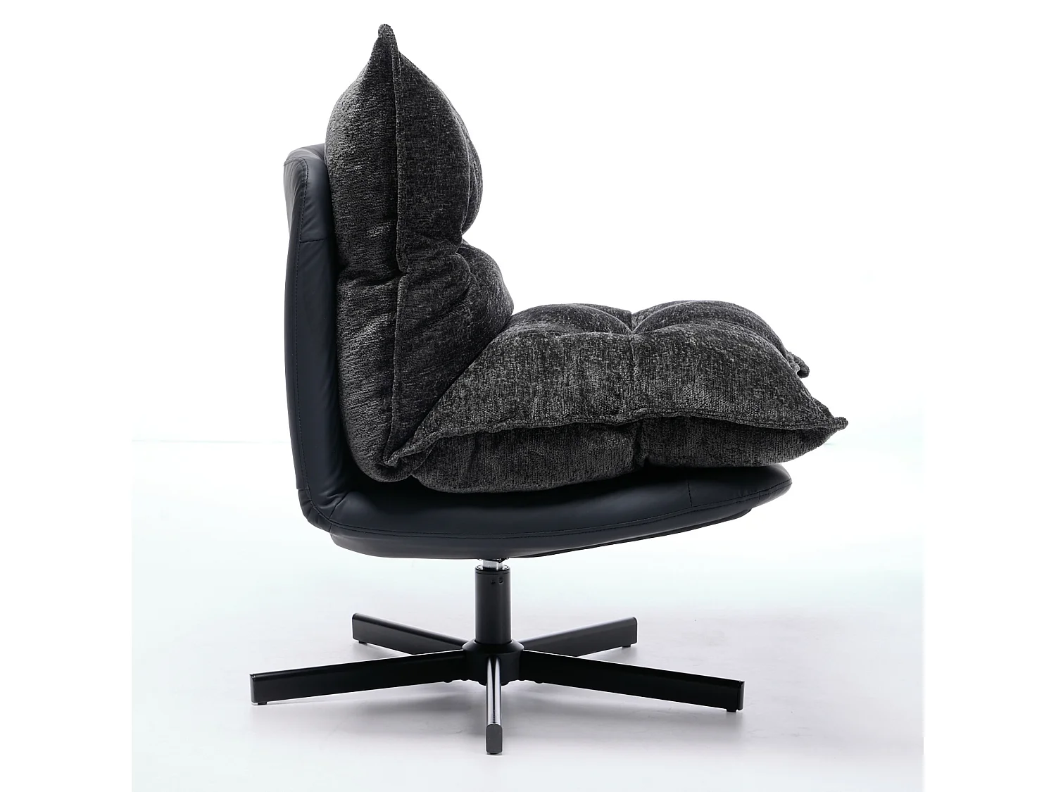 360° draaibare fauteuil van chenille met rugleuning in 3 standen