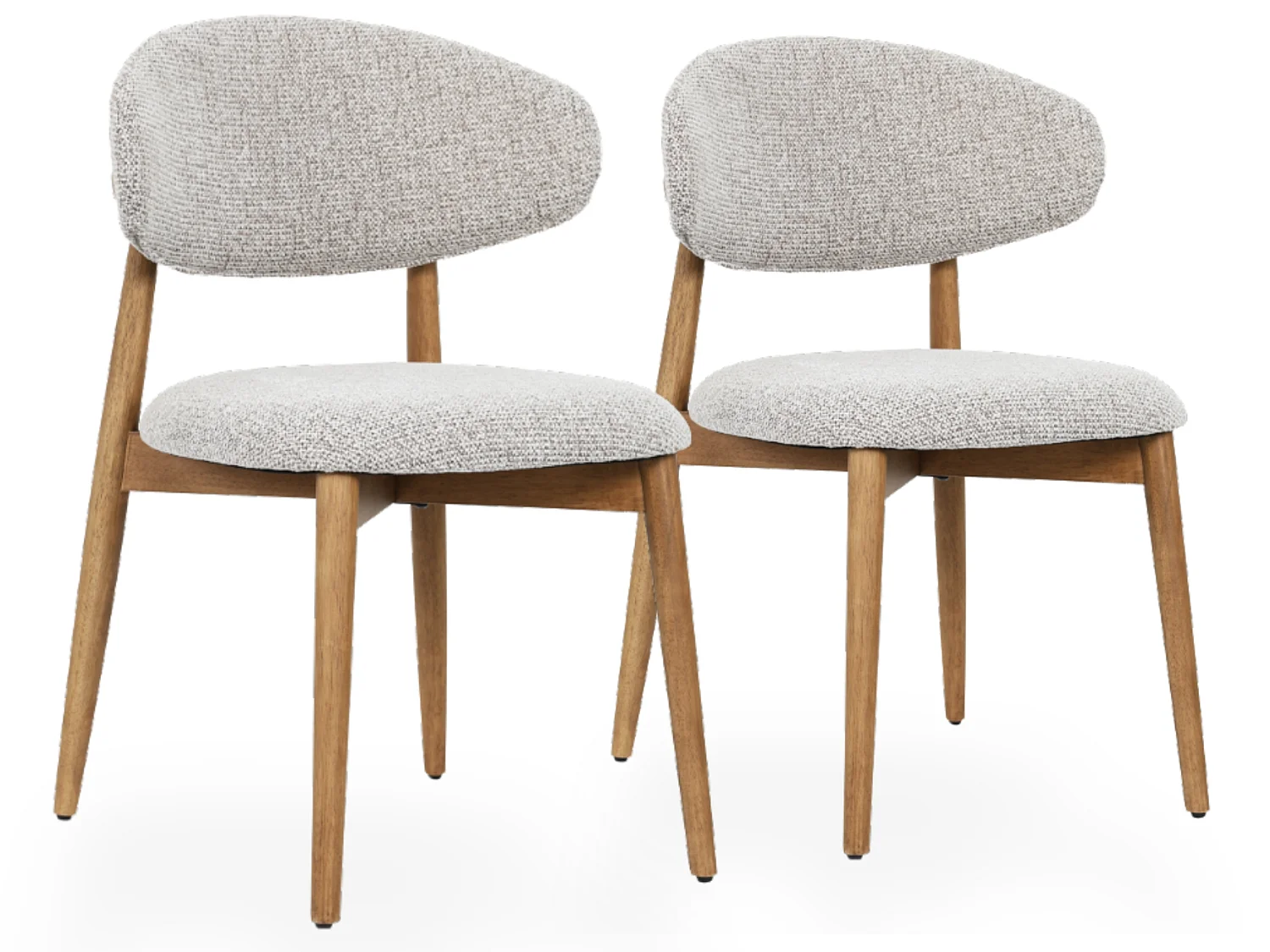 Juego de 2 sillas de comedor de madera de caucho con respaldo acolchado y patas ajustables