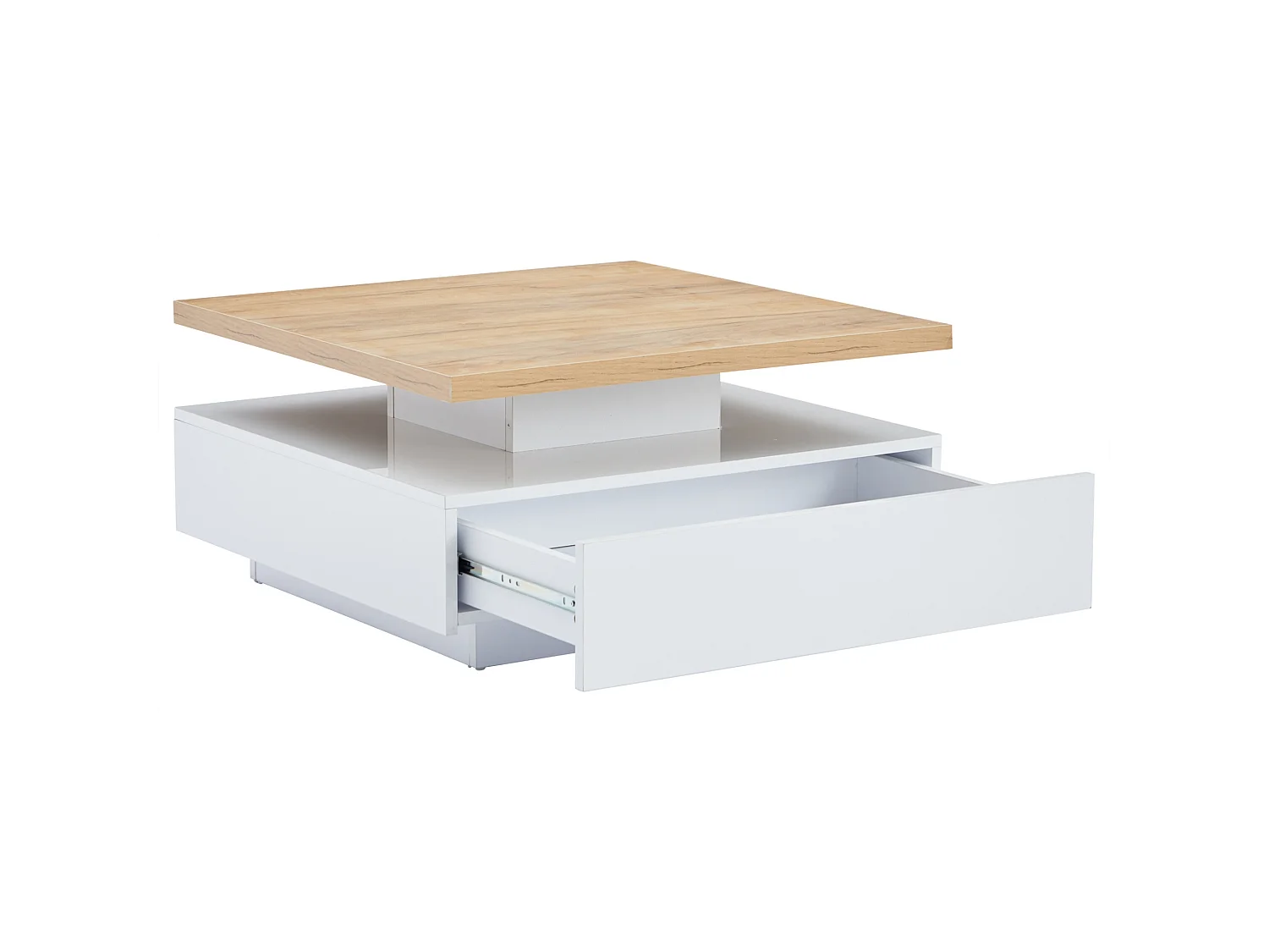 Vierkante salontafel met draaibaar blad en verborgen lade