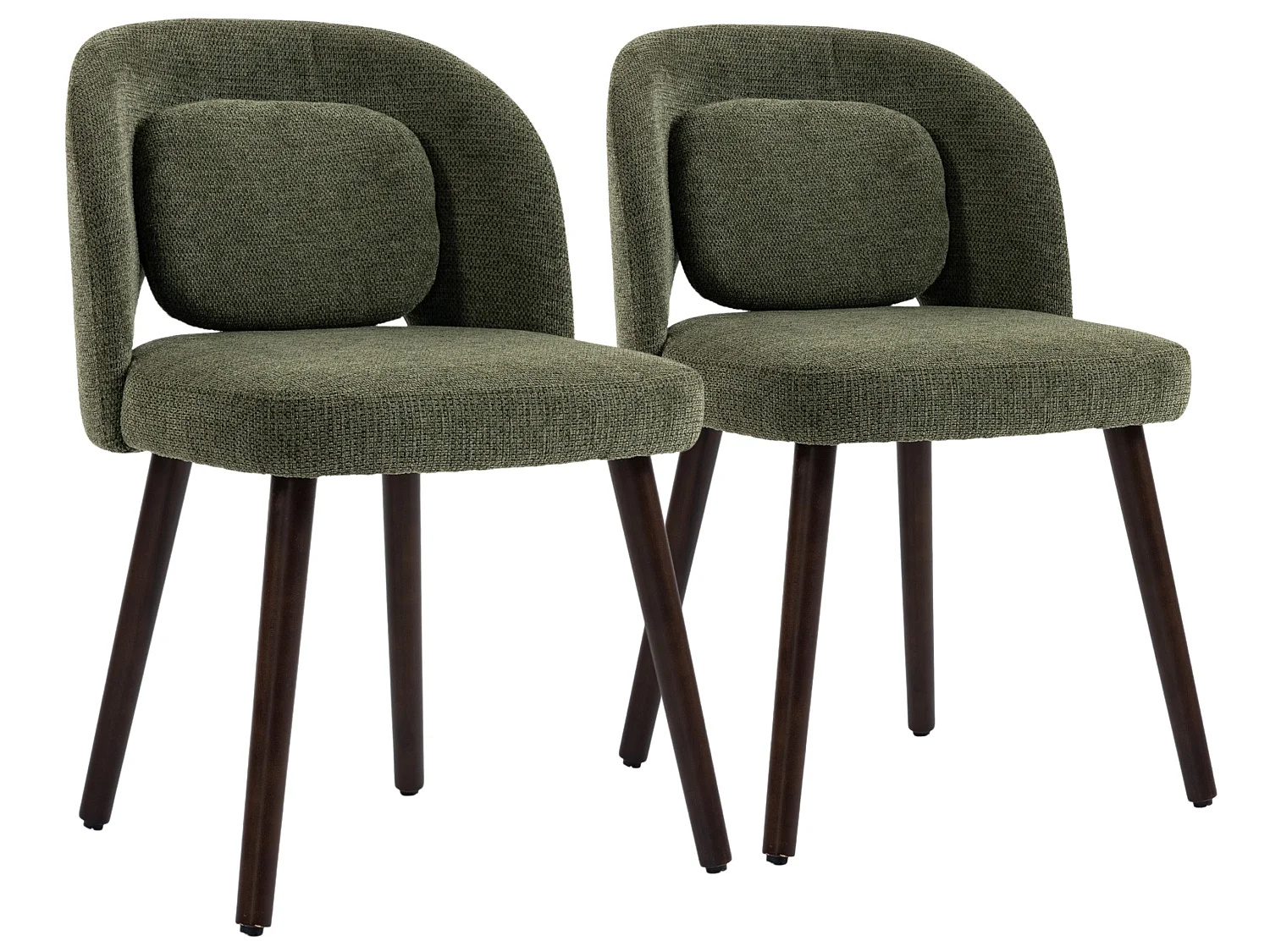 Lot de 2 chaises de salle à manger en tissu avec dossier enveloppant et pieds en bois