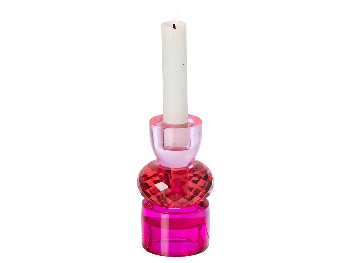 Chandelier Design en Verre "Taillé" 11cm Rouge & Fuchsia