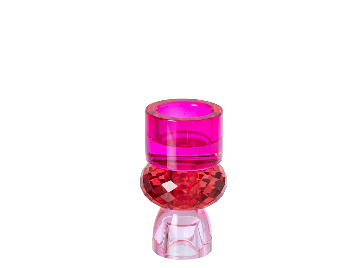 Chandelier Design en Verre "Taillé" 11cm Rouge & Fuchsia