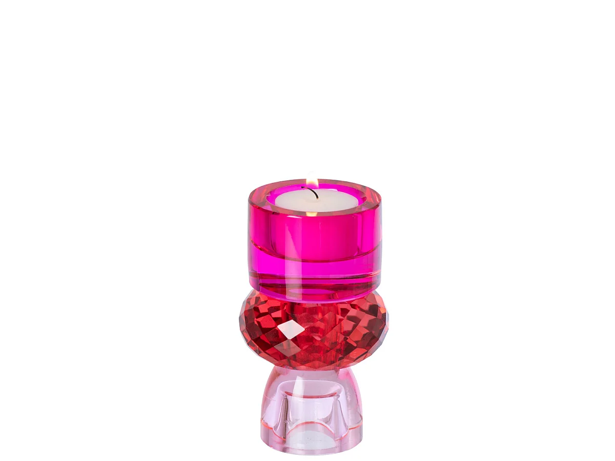 Chandelier Design en Verre "Taillé" 11cm Rouge & Fuchsia