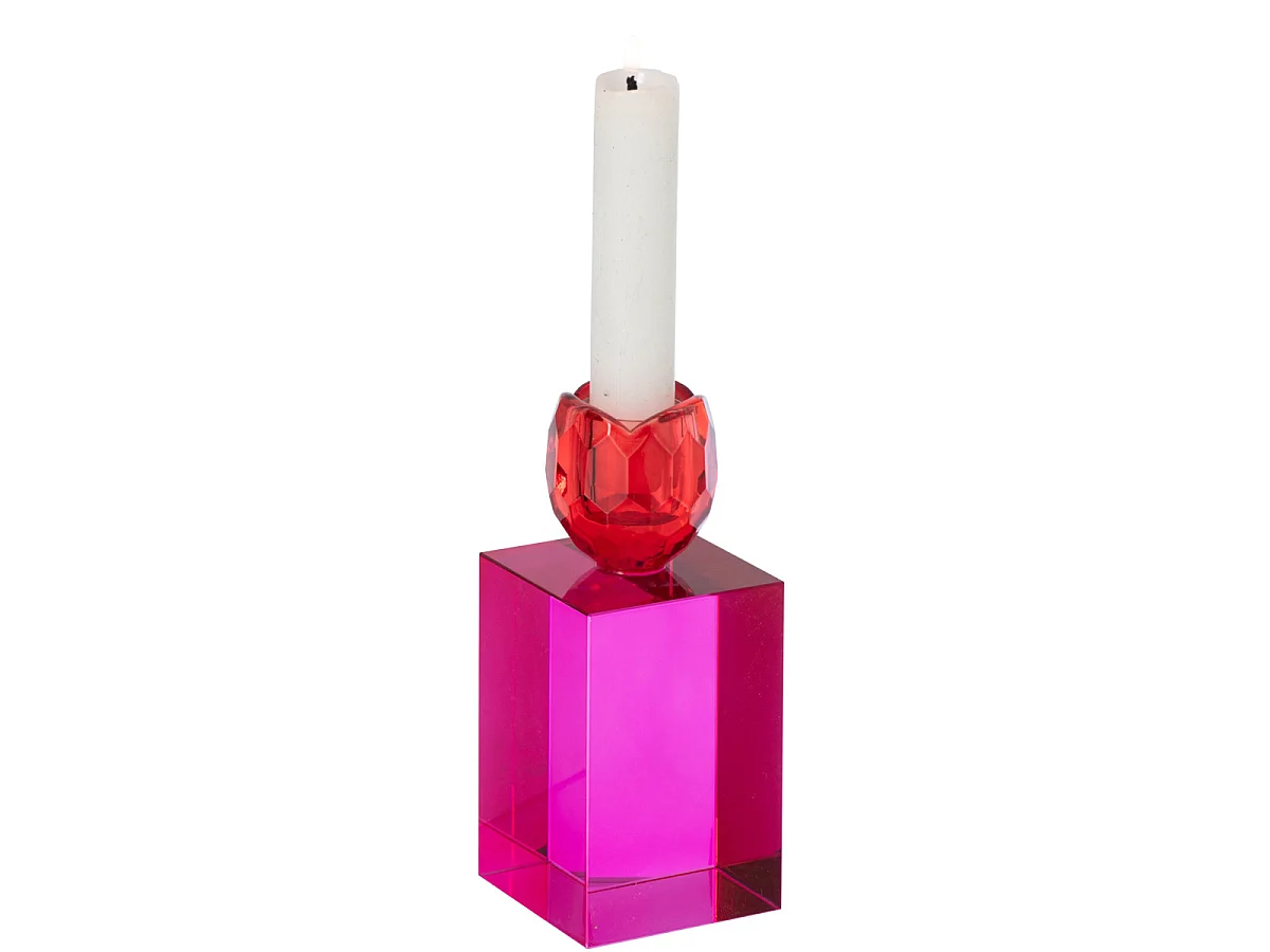 Chandelier Design en Verre "Taillé" 13cm Rouge & Fuchsia