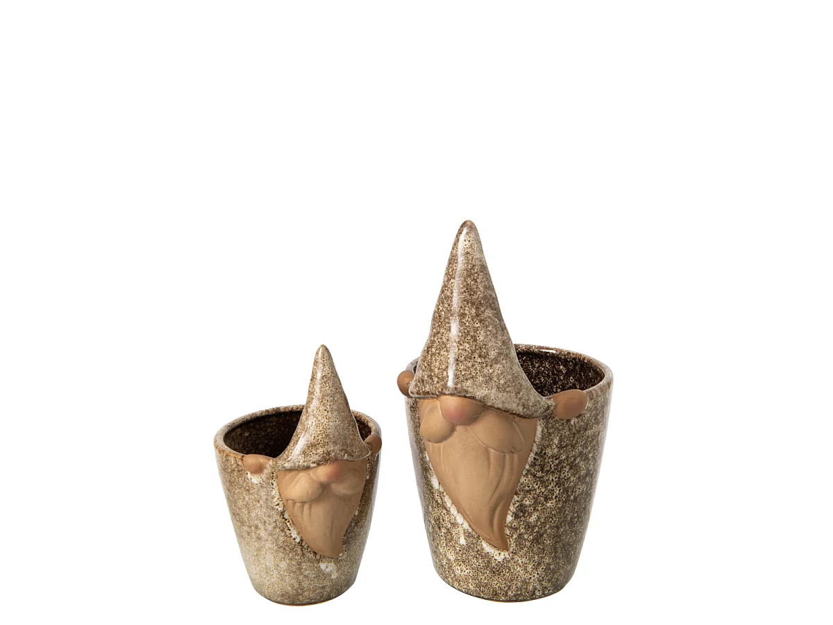 Cache-Pot Lutin en Grès "Solal" 24cm Beige