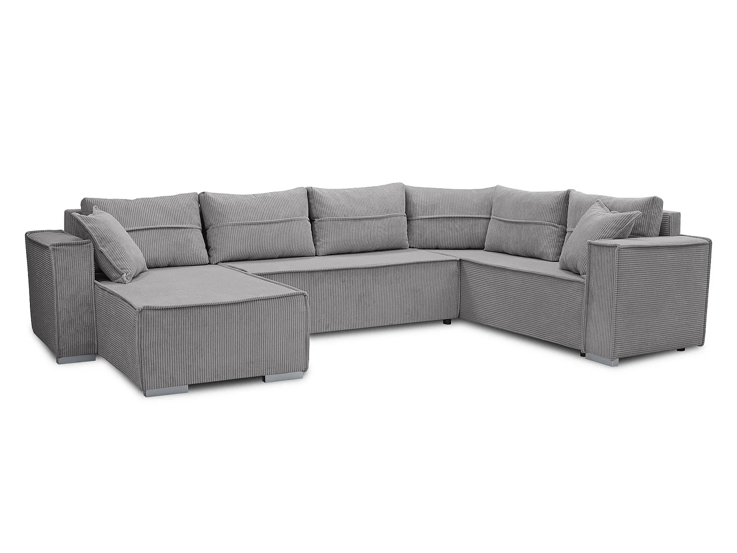 WOHNLANDSCHAFT STYLO U-Form mit Schlaffunktion Bettkasten Cordstoff Poso Grau