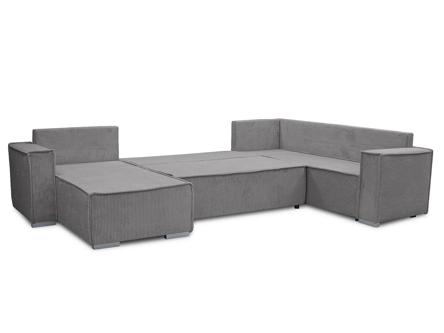WOHNLANDSCHAFT STYLO U-Form mit Schlaffunktion Bettkasten Cordstoff Poso Grau