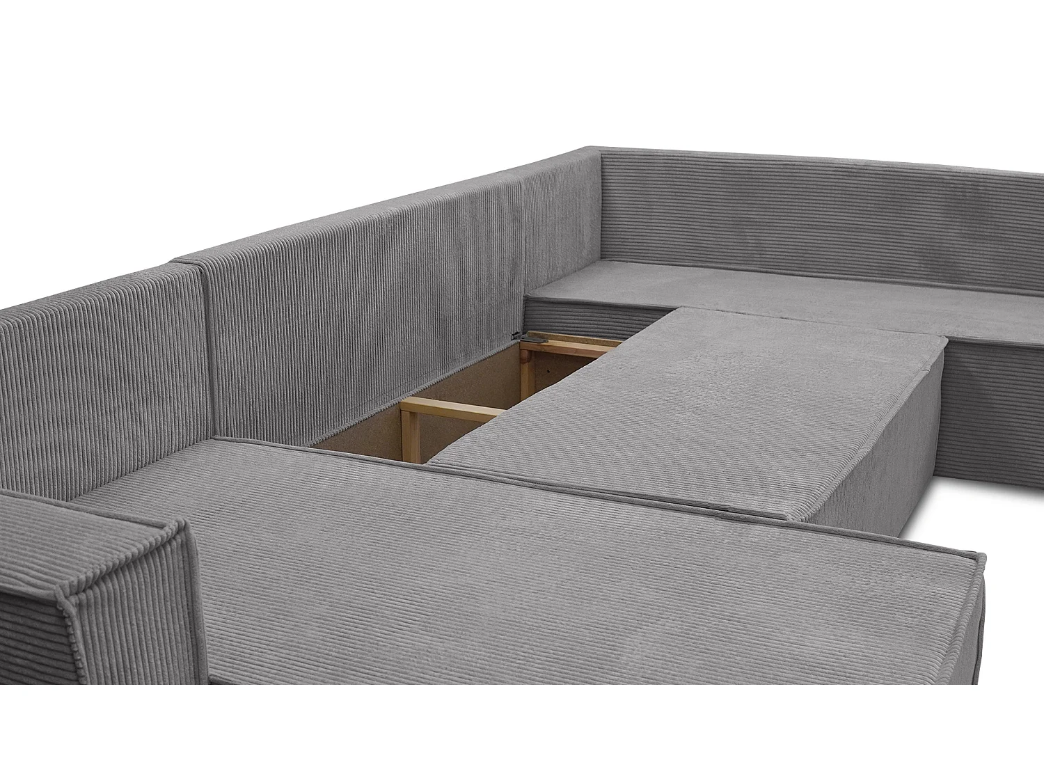 WOHNLANDSCHAFT STYLO U-Form mit Schlaffunktion Bettkasten Cordstoff Poso Grau