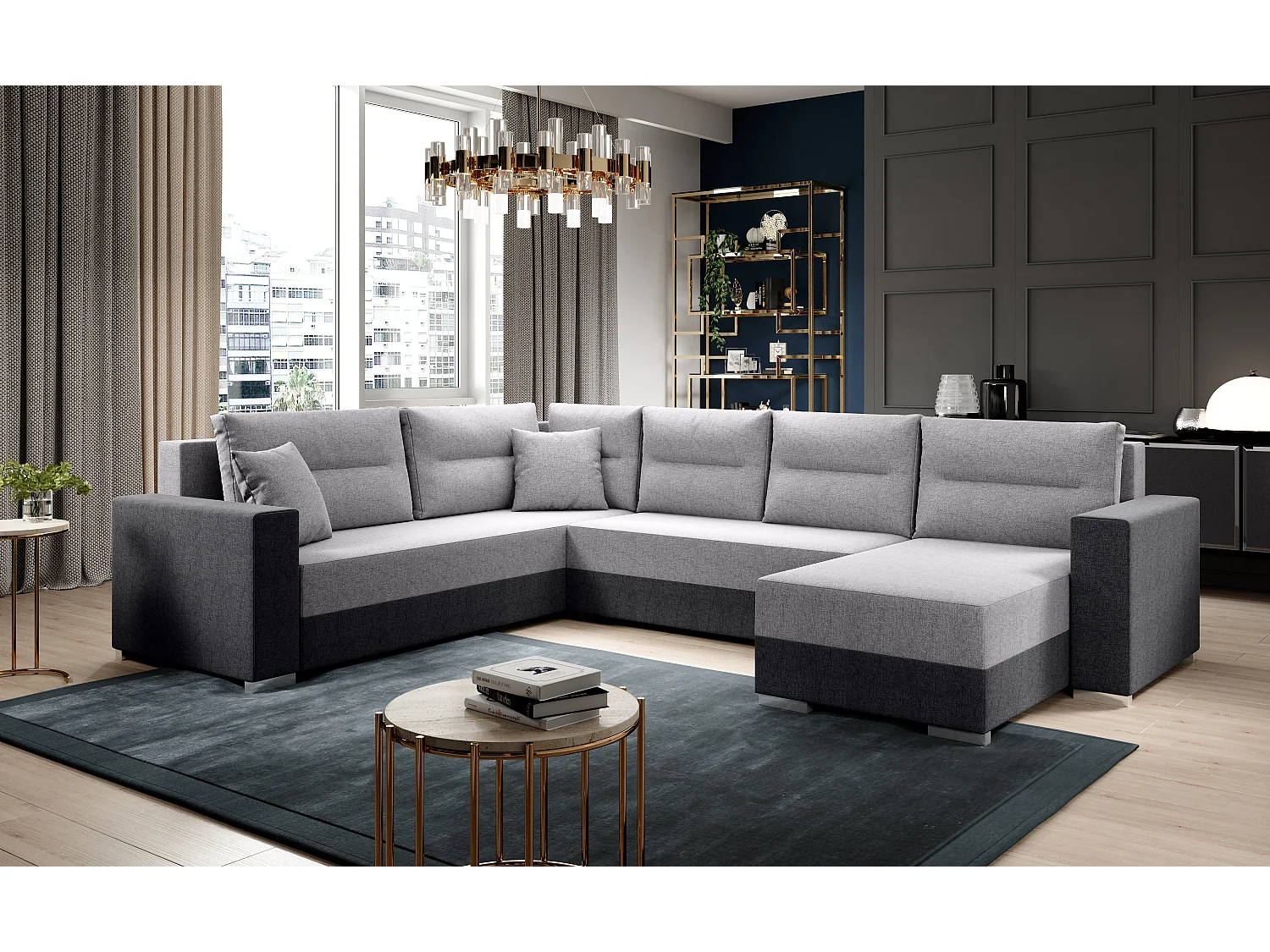 Couchgarnitur Sofa Sofagarnitur Captain U mit Schlaffunktion Wohnlandschaft