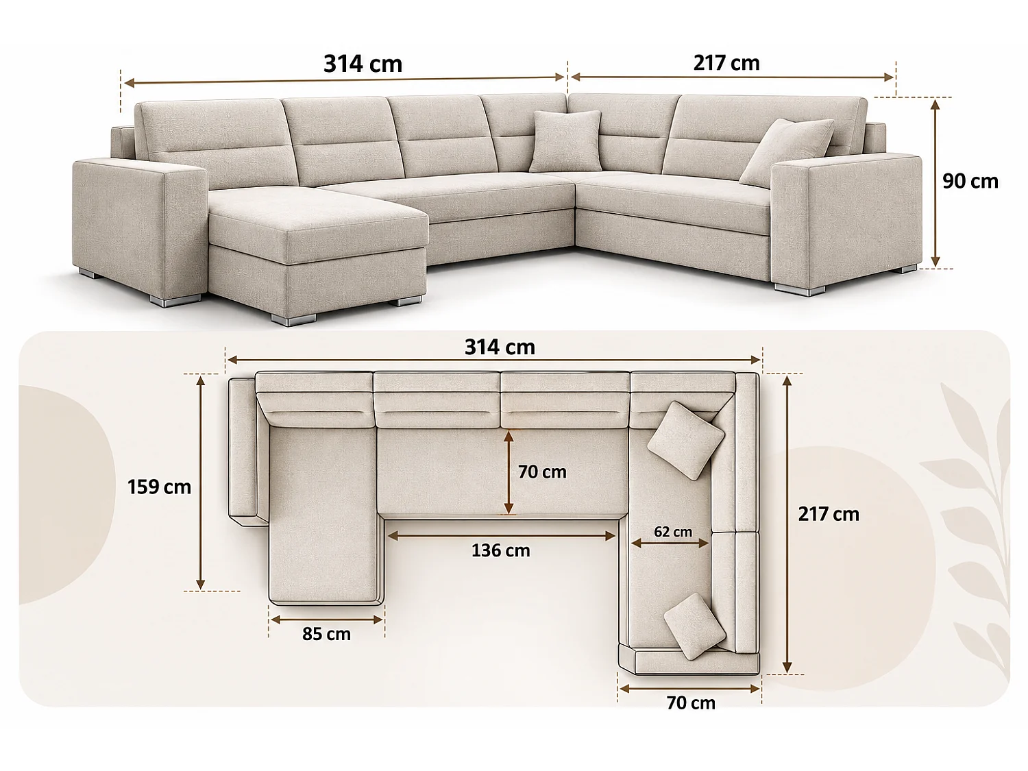 Couchgarnitur Sofa Sofagarnitur Captain U mit Schlaffunktion Wohnlandschaft